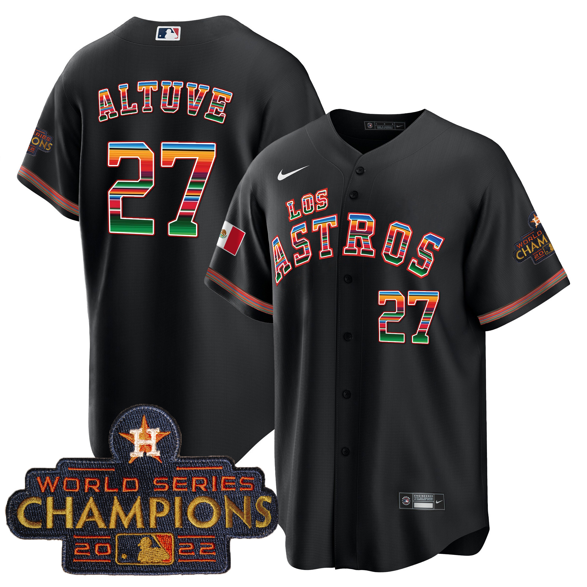 Men's Houston Astros Los Astros Mexico Jersey - All Stitched - Image 3