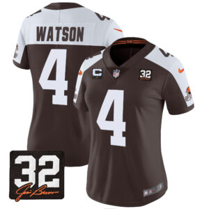 Women's Browns #32 Jim Brown Memorial Patch Jersey - All Stitched