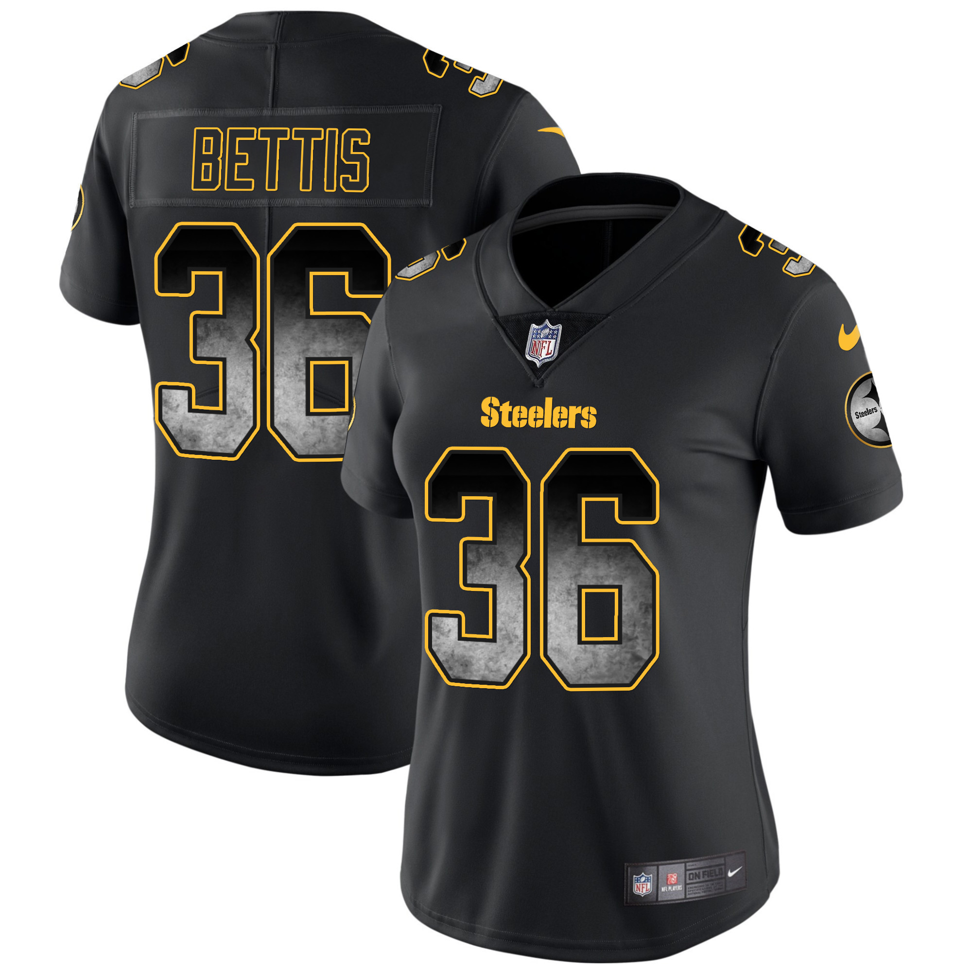 Women's Steelers Arch Smoke Vapor Jersey - All Stitched - Image 7