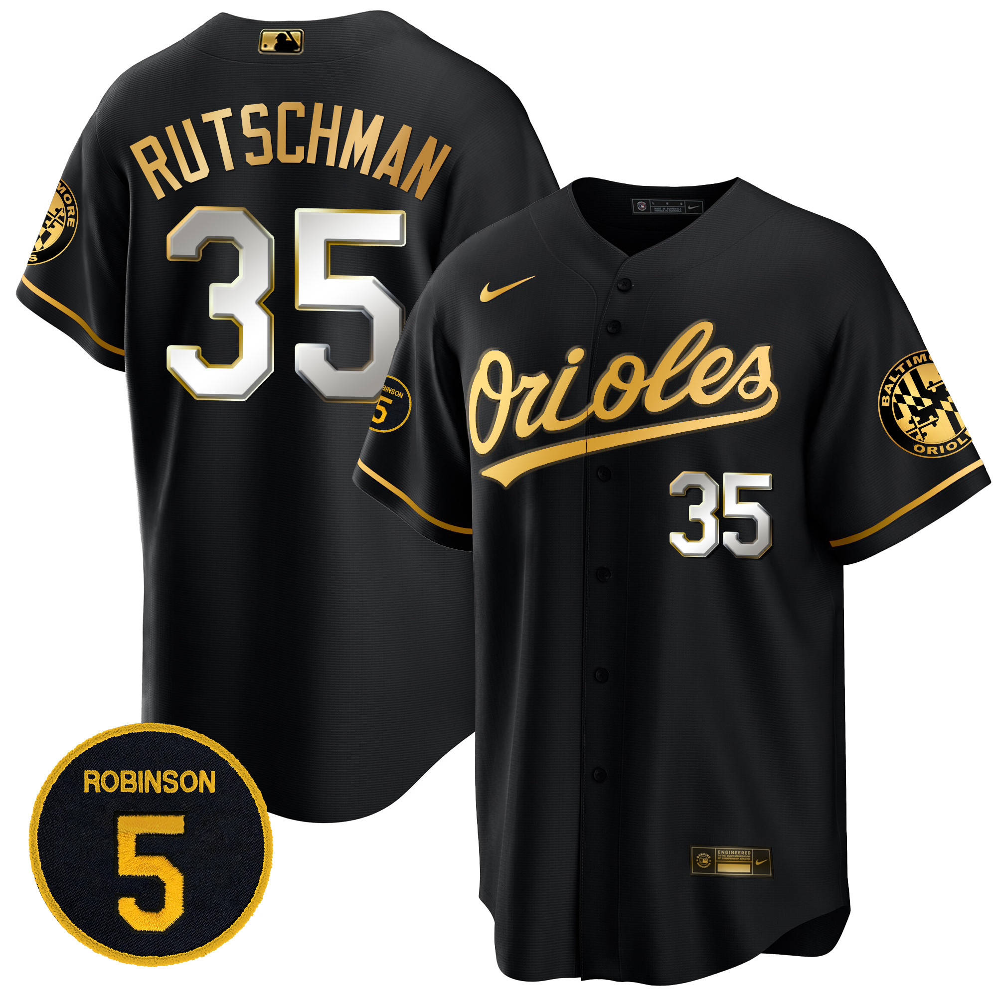 Men’s Baltimore Orioles Robinson Patch Cool Base Jersey – All Stitched - Image 9