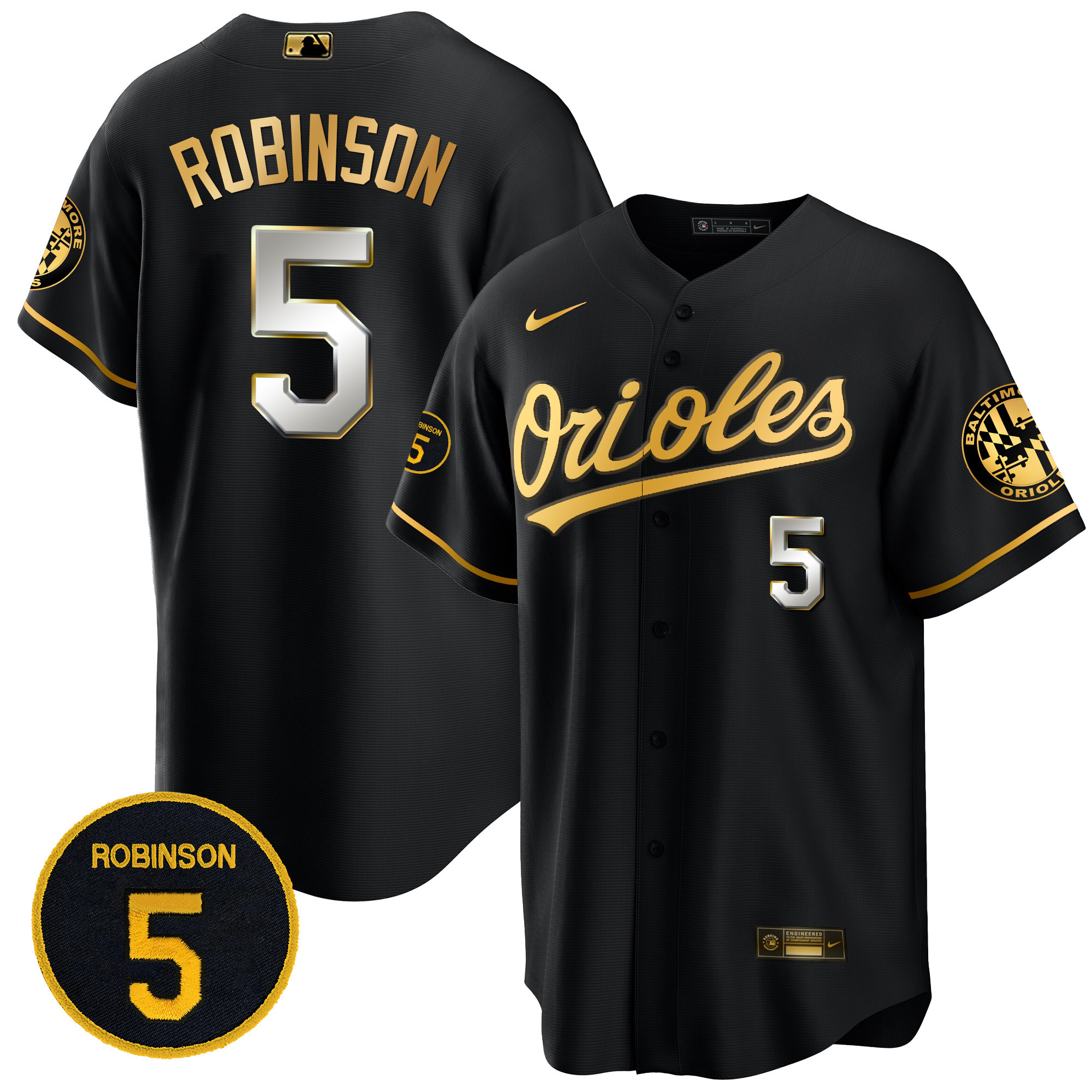 Men’s Baltimore Orioles Robinson Patch Cool Base Jersey – All Stitched - Image 8