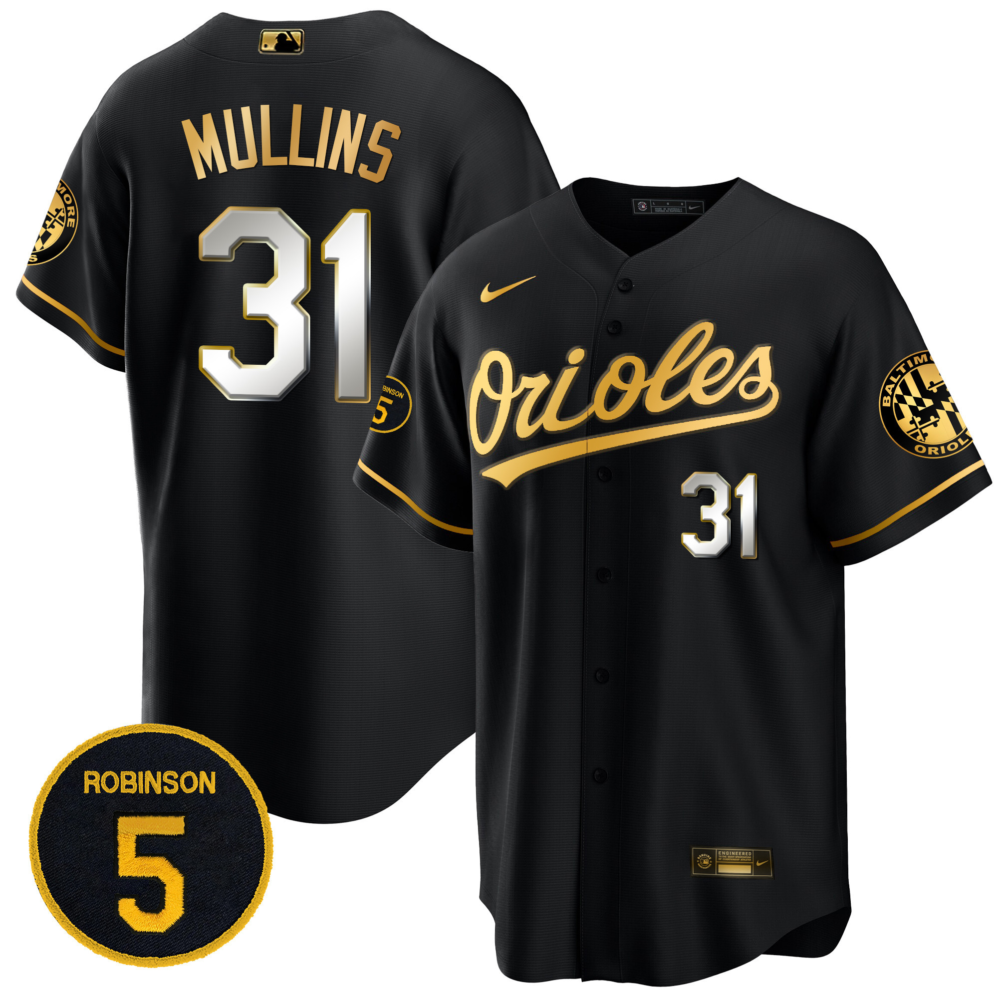 Men’s Baltimore Orioles Robinson Patch Cool Base Jersey – All Stitched - Image 11