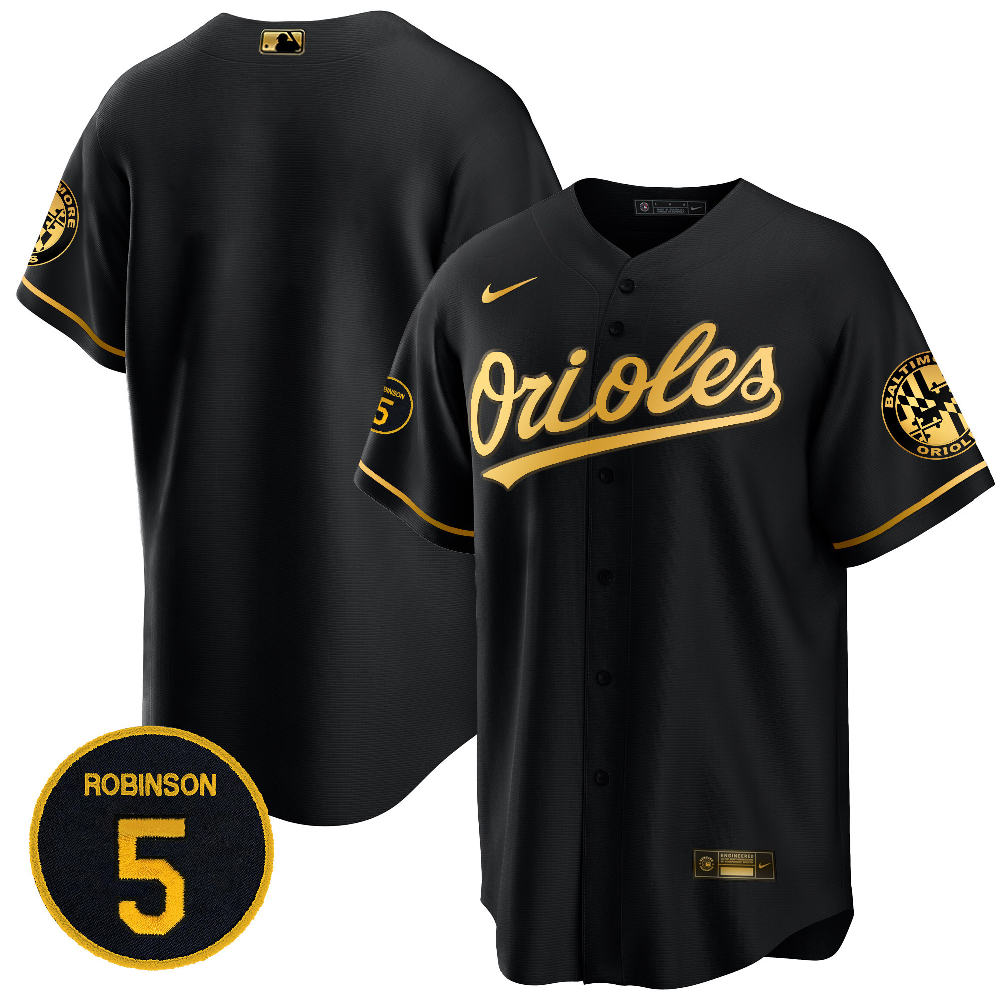 Men’s Baltimore Orioles Robinson Patch Cool Base Jersey – All Stitched - Image 14