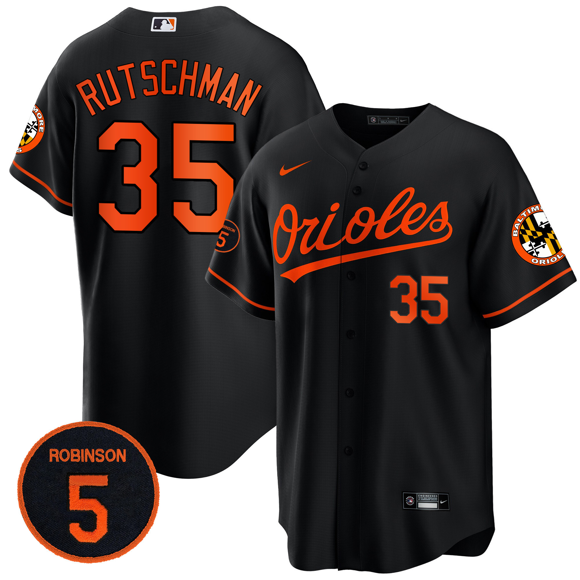 Men’s Baltimore Orioles Robinson Patch Cool Base Jersey – All Stitched - Image 37