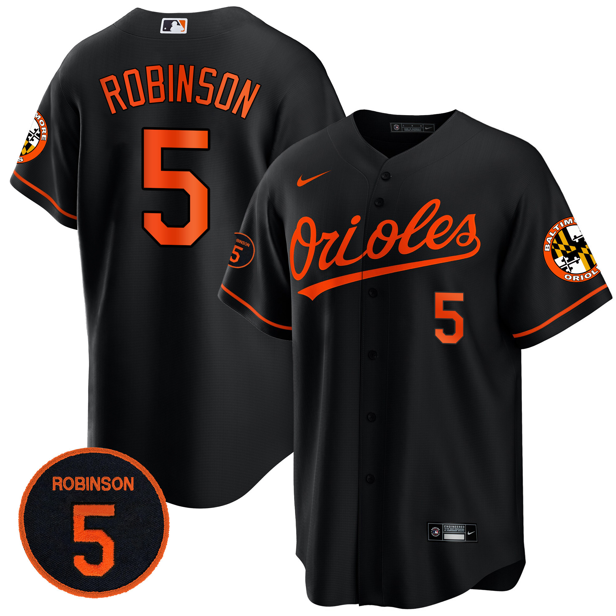Men’s Baltimore Orioles Robinson Patch Cool Base Jersey – All Stitched - Image 36