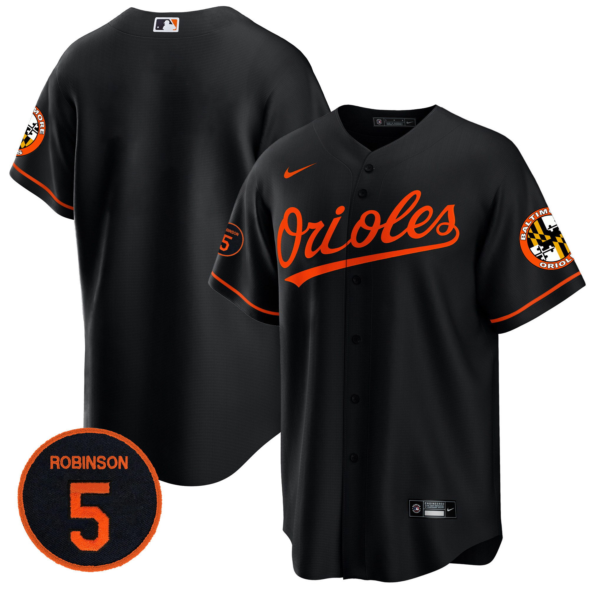 Men’s Baltimore Orioles Robinson Patch Cool Base Jersey – All Stitched - Image 42