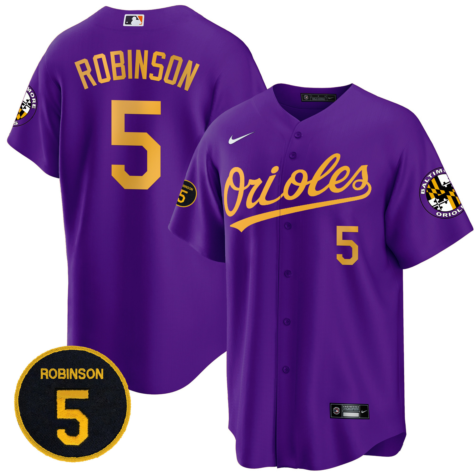 Men’s Baltimore Orioles Robinson Patch Cool Base Jersey – All Stitched - Image 22