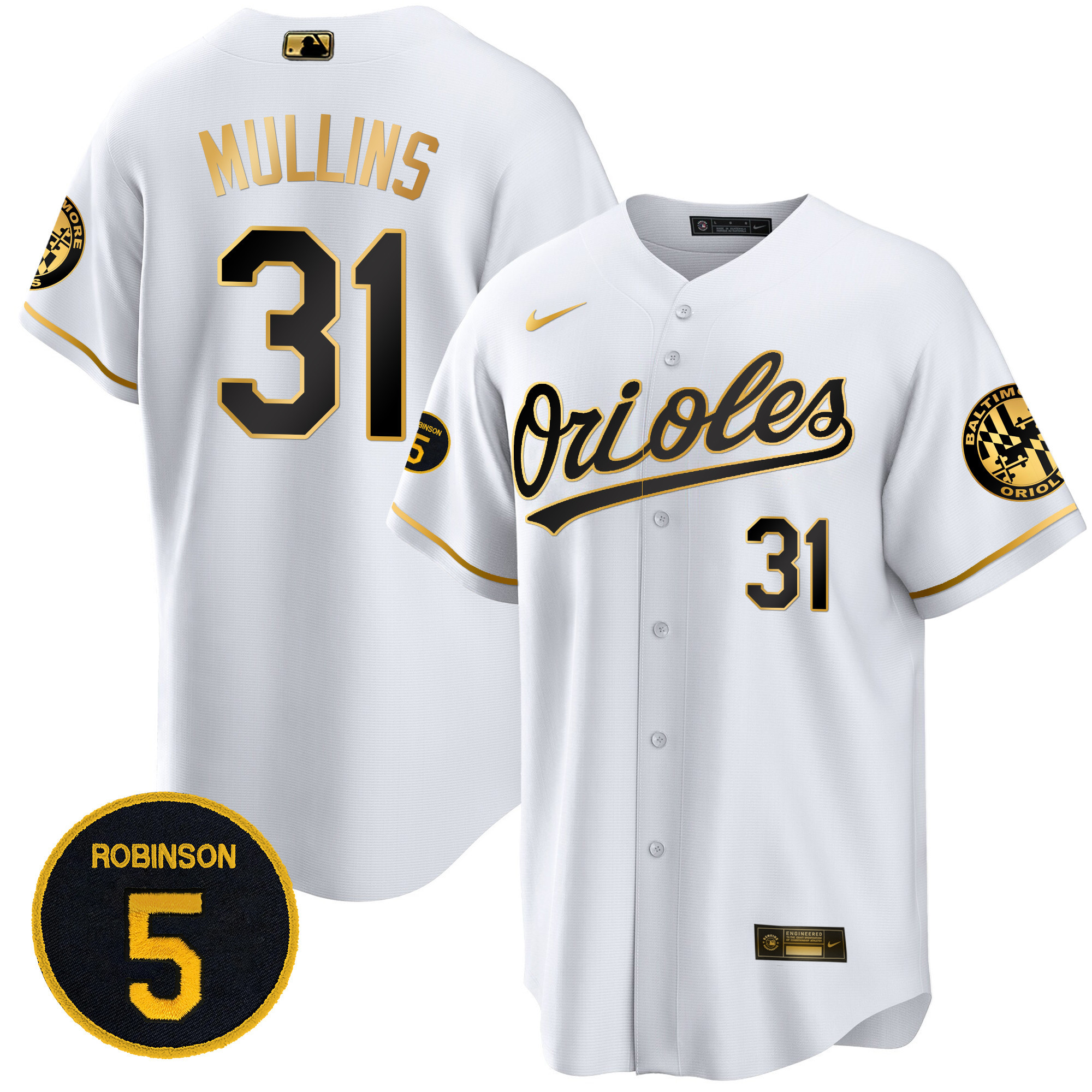 Men’s Baltimore Orioles Robinson Patch Cool Base Jersey – All Stitched - Image 4