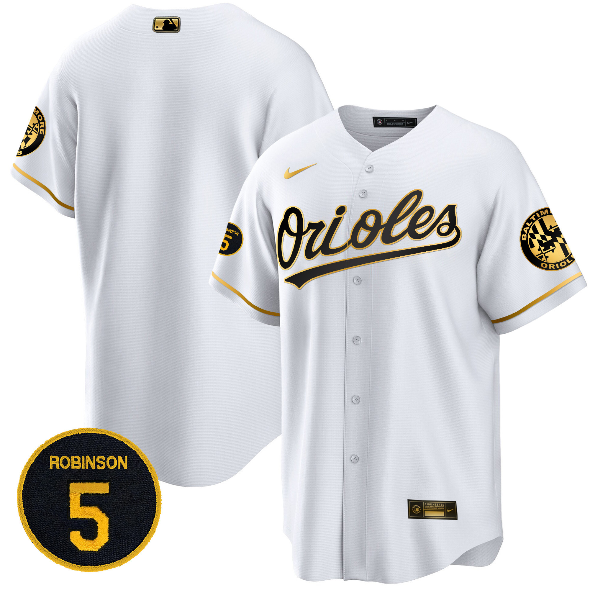 Men’s Baltimore Orioles Robinson Patch Cool Base Jersey – All Stitched - Image 7