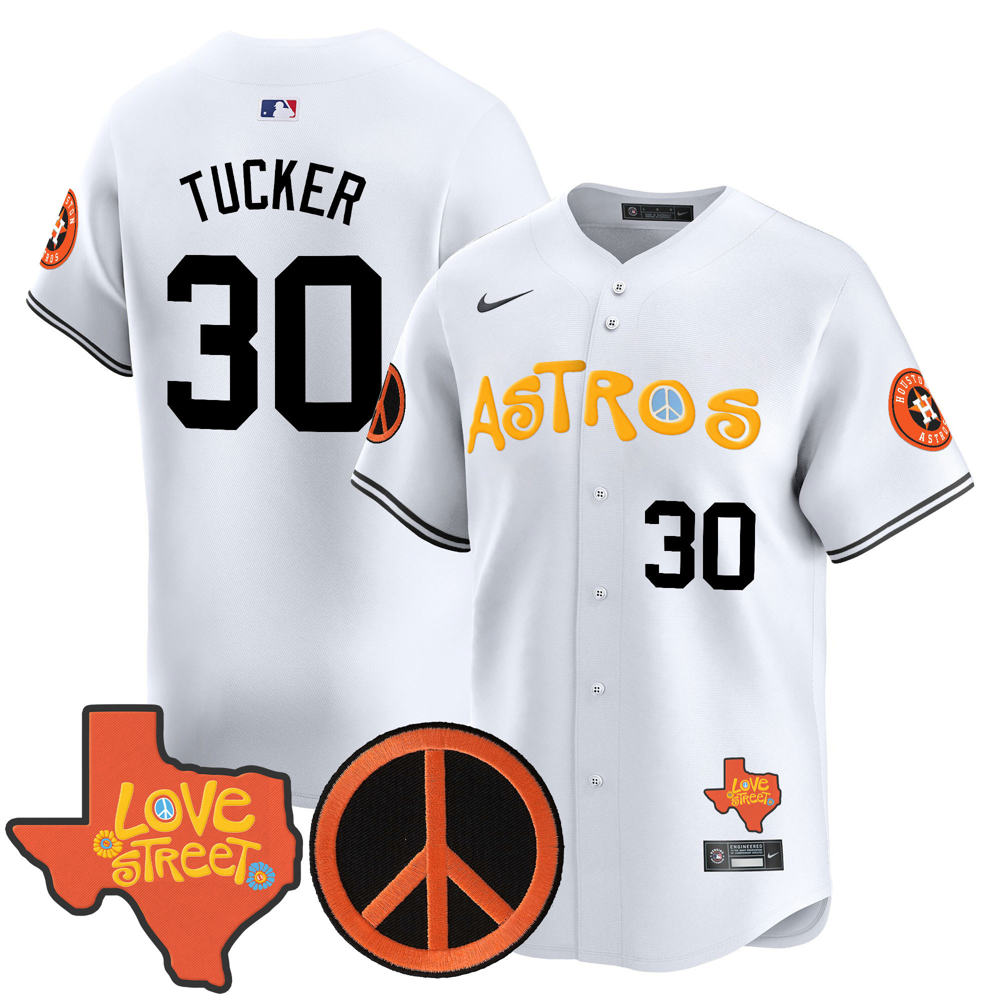 Men's Astros Love Street & Peace Sign Patch Vapor Premier Limited Jersey - All Stitched - Image 26