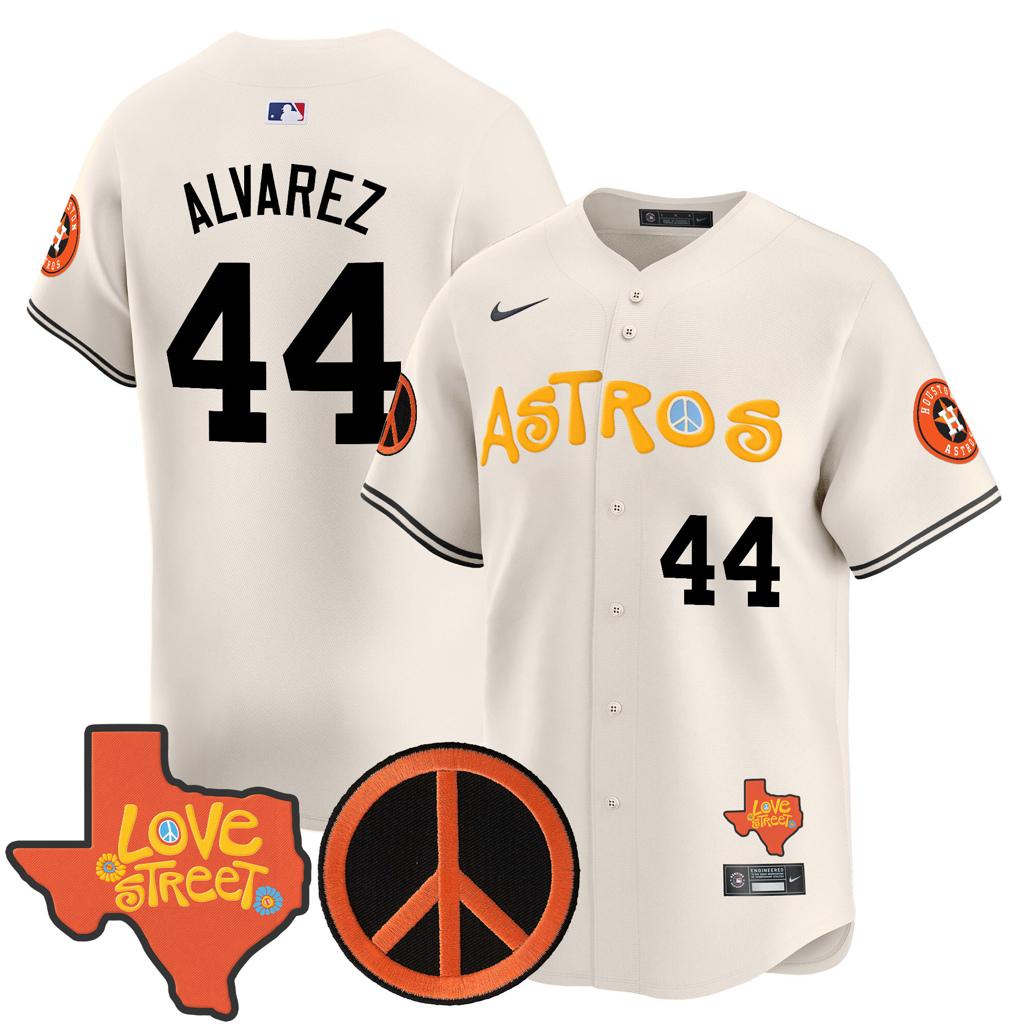 Men's Astros Love Street & Peace Sign Patch Vapor Premier Limited Jersey - All Stitched - Image 33