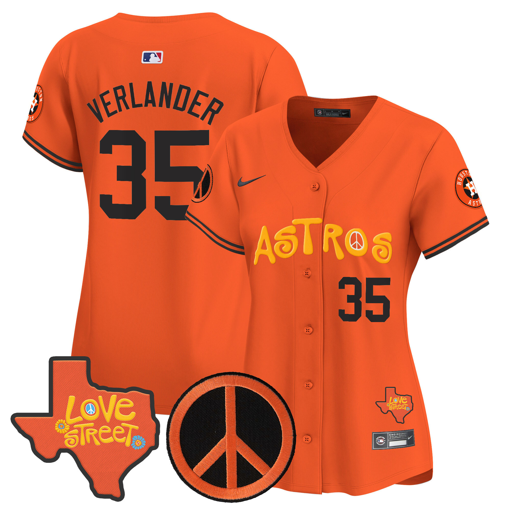 Women's Astros Love Street & Peace Sign Patch Vapor Premier Limited Jersey - All Stitched - Image 16