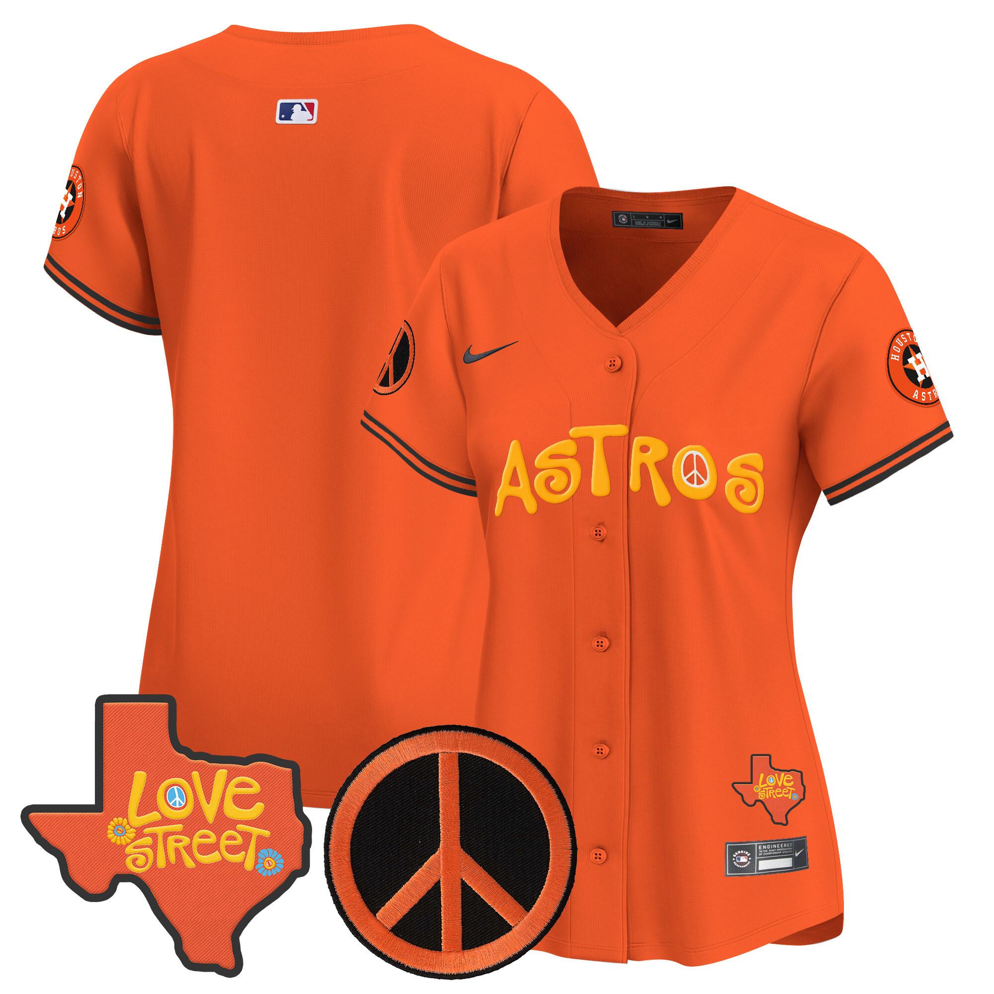 Women's Astros Love Street & Peace Sign Patch Vapor Premier Limited Jersey - All Stitched - Image 18