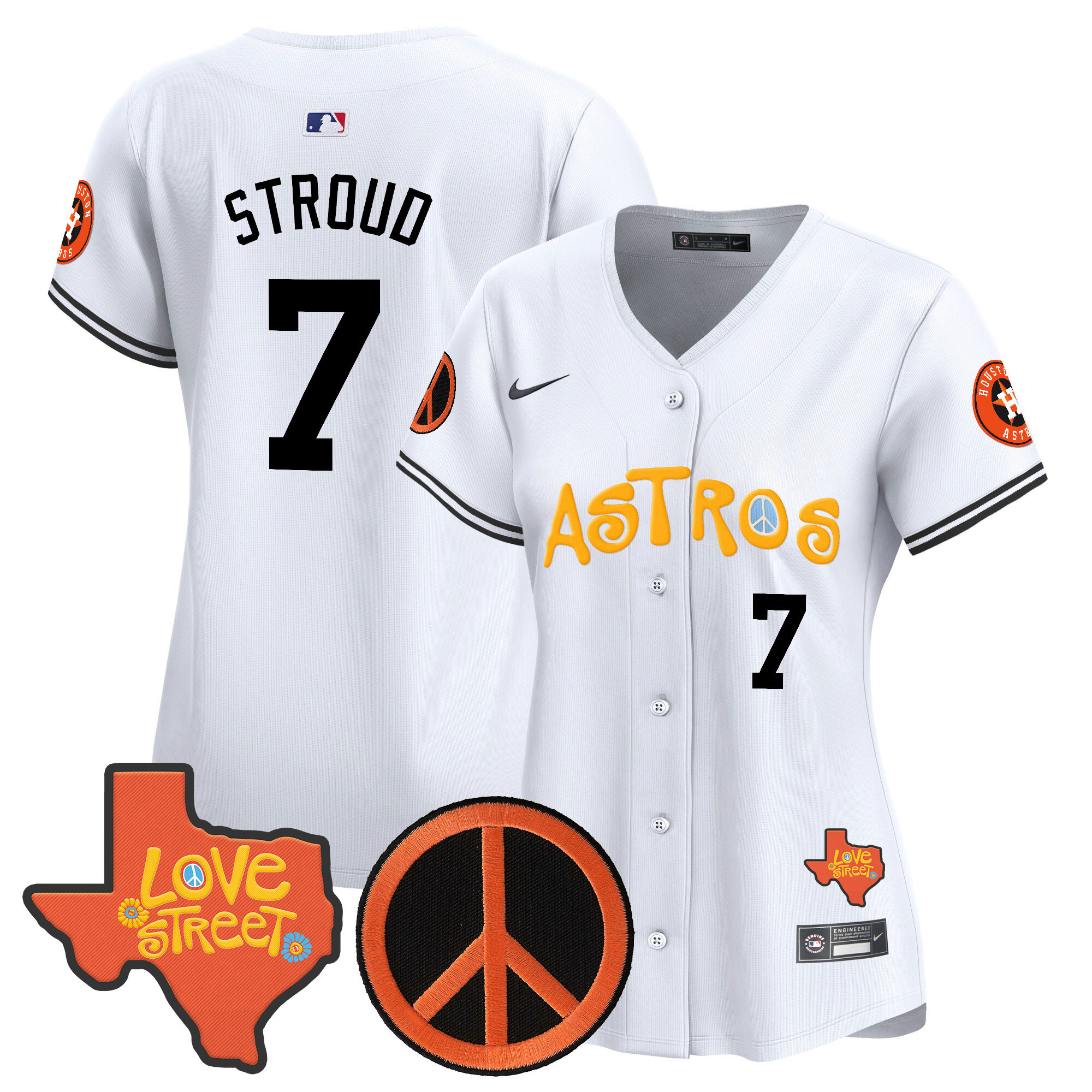 Women's Astros Love Street & Peace Sign Patch Vapor Premier Limited Jersey - All Stitched - Image 21