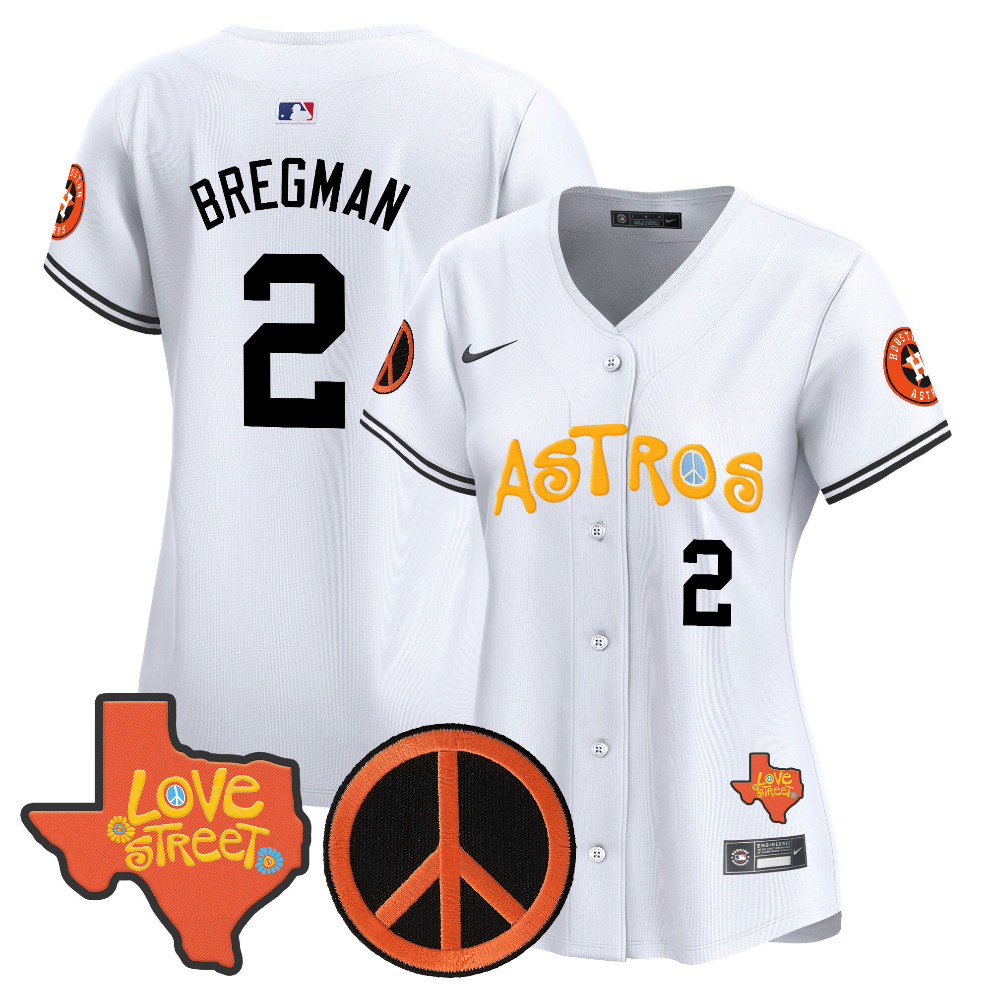 Women's Astros Love Street & Peace Sign Patch Vapor Premier Limited Jersey - All Stitched - Image 22
