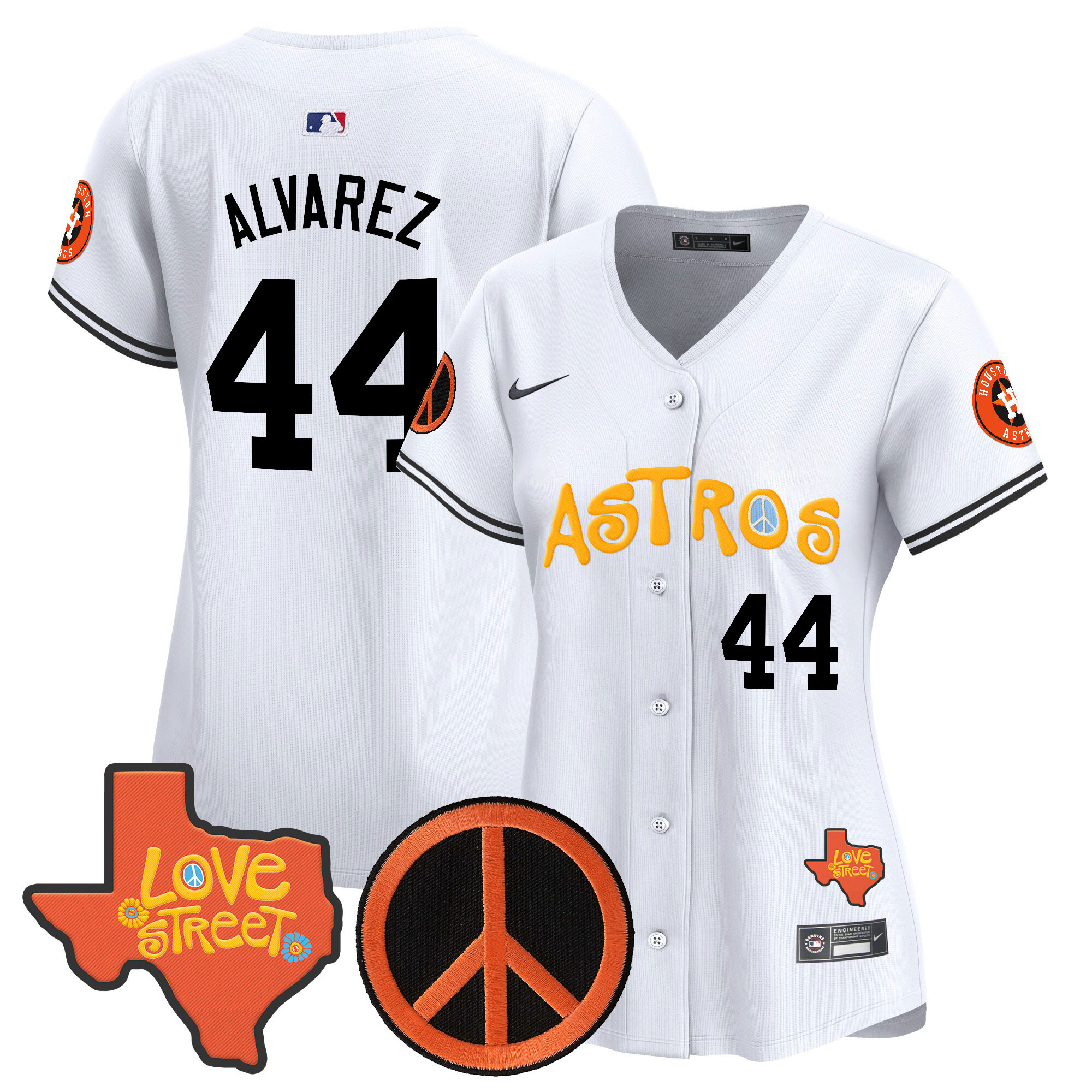 Women's Astros Love Street & Peace Sign Patch Vapor Premier Limited Jersey - All Stitched - Image 24