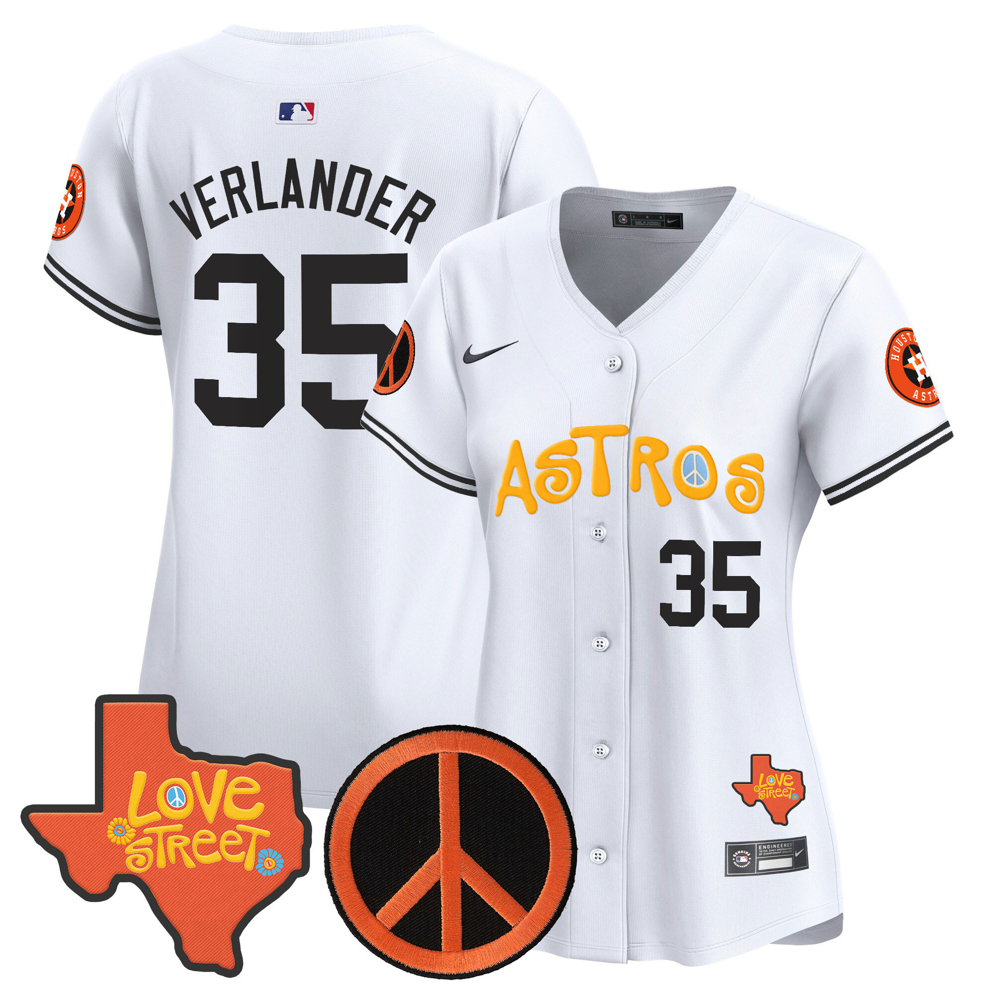 Women's Astros Love Street & Peace Sign Patch Vapor Premier Limited Jersey - All Stitched - Image 25