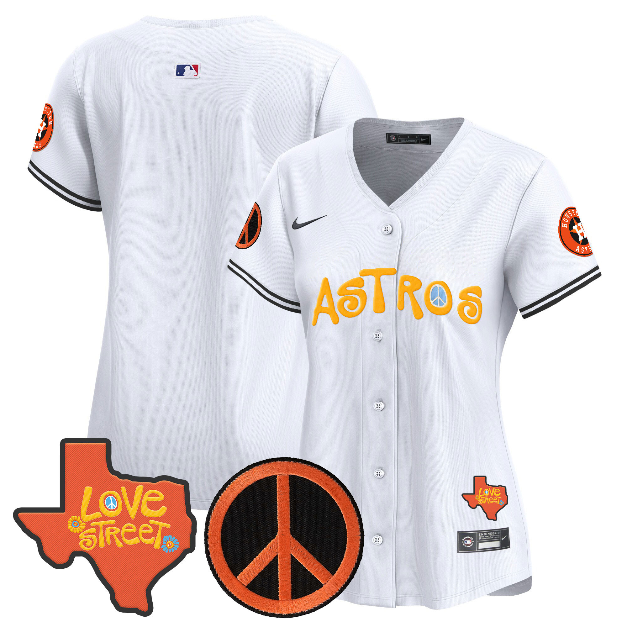 Women's Astros Love Street & Peace Sign Patch Vapor Premier Limited Jersey - All Stitched - Image 27