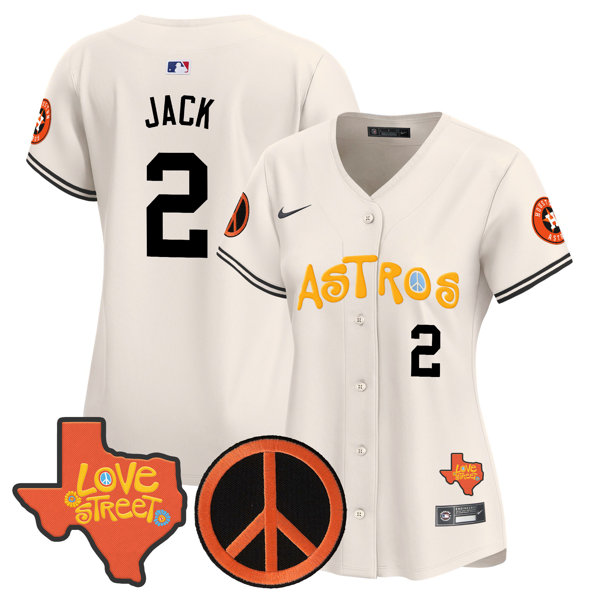 Women's Astros Love Street & Peace Sign Patch Vapor Premier Limited Jersey - All Stitched - Image 29