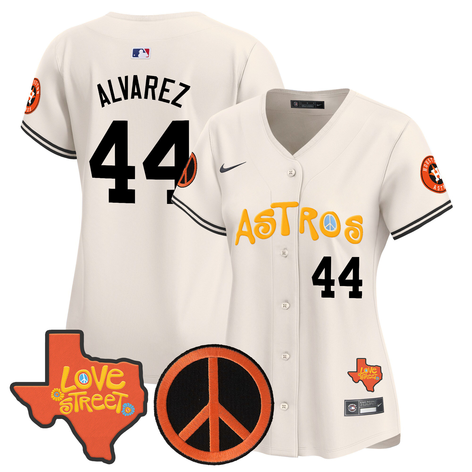 Women's Astros Love Street & Peace Sign Patch Vapor Premier Limited Jersey - All Stitched - Image 33