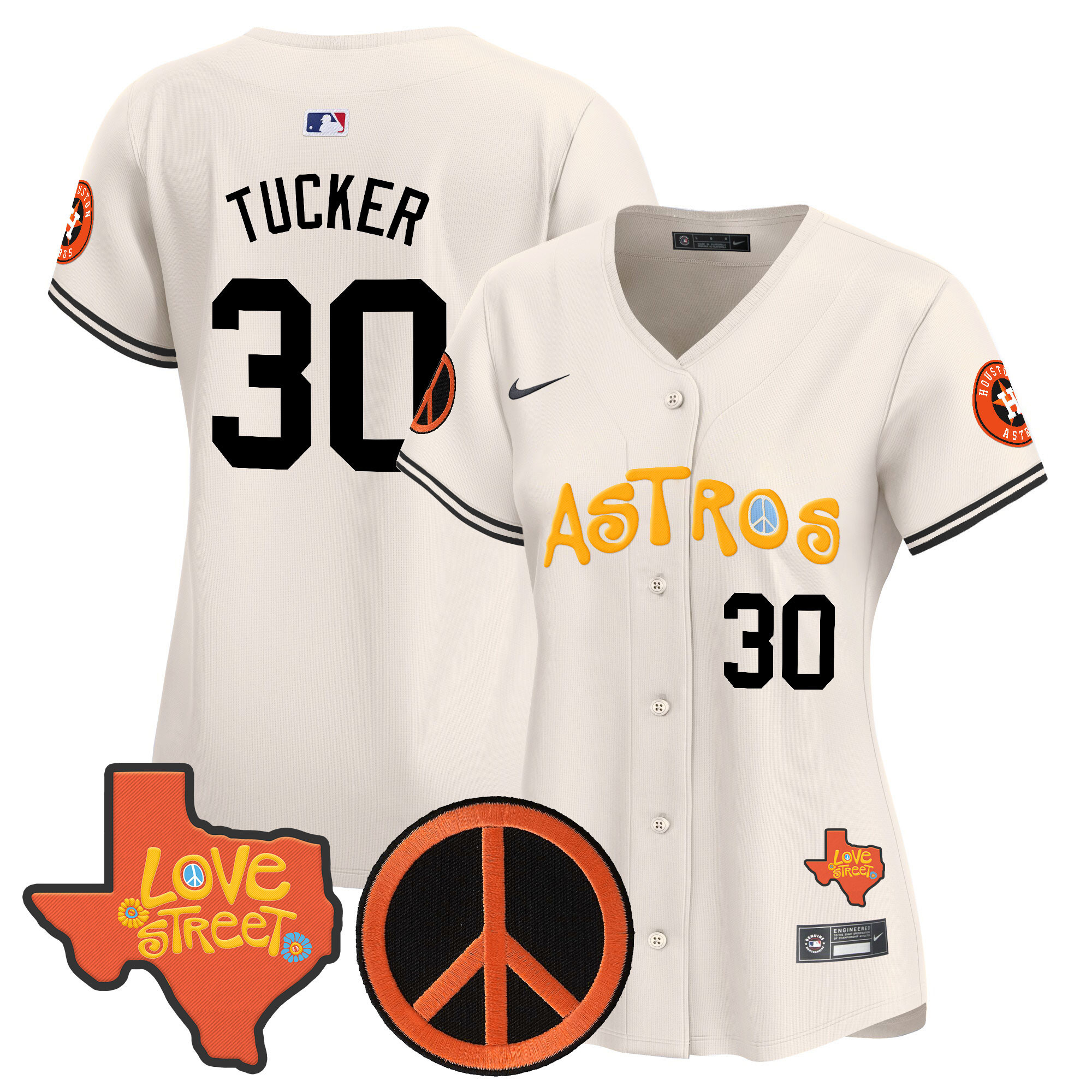 Women's Astros Love Street & Peace Sign Patch Vapor Premier Limited Jersey - All Stitched - Image 35