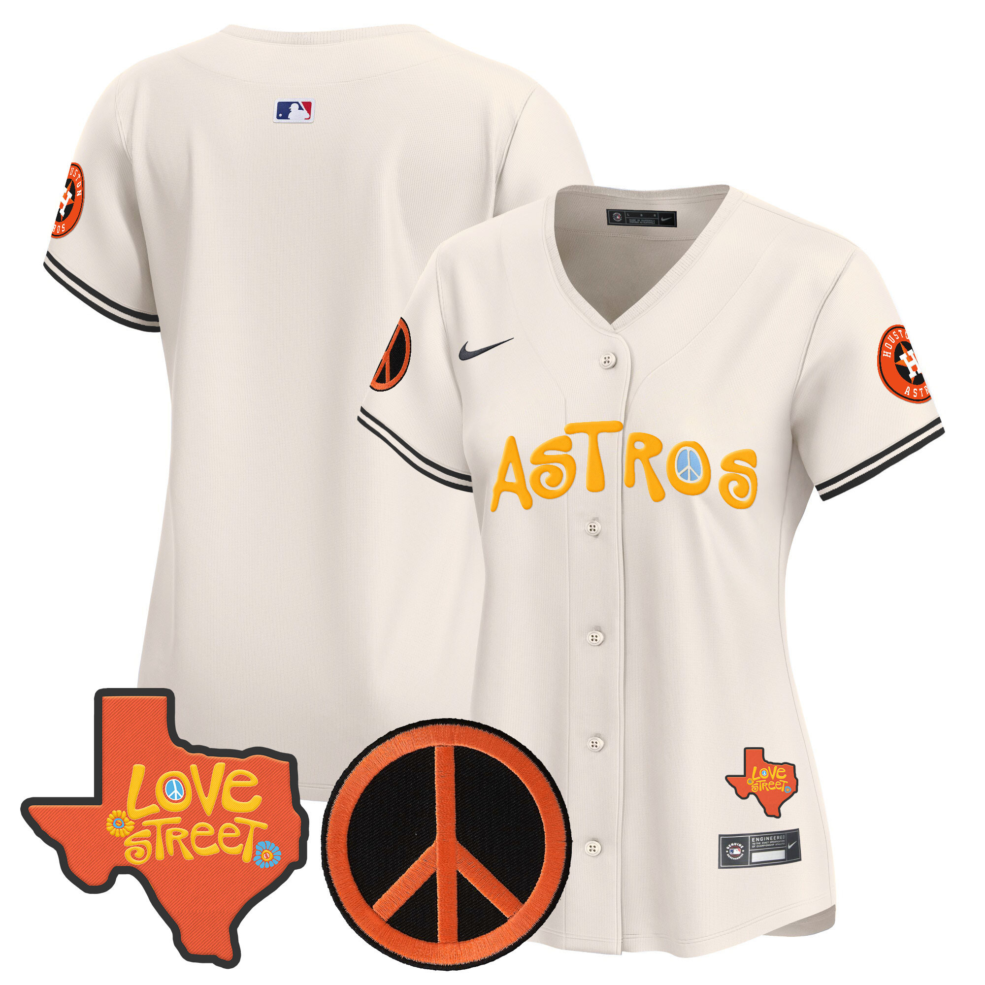 Women's Astros Love Street & Peace Sign Patch Vapor Premier Limited Jersey - All Stitched - Image 36