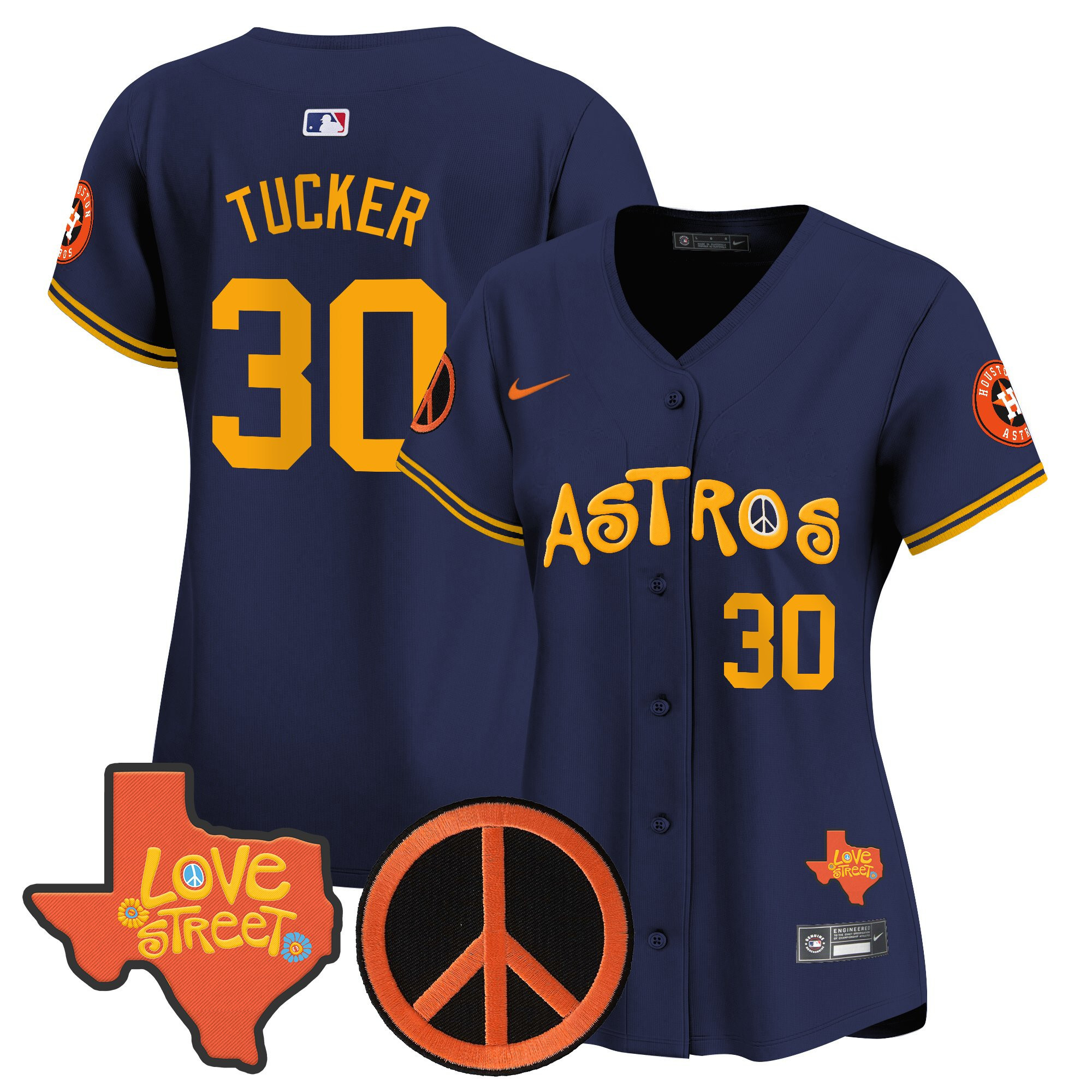 Women's Astros Love Street & Peace Sign Patch Vapor Premier Limited Jersey - All Stitched - Image 44