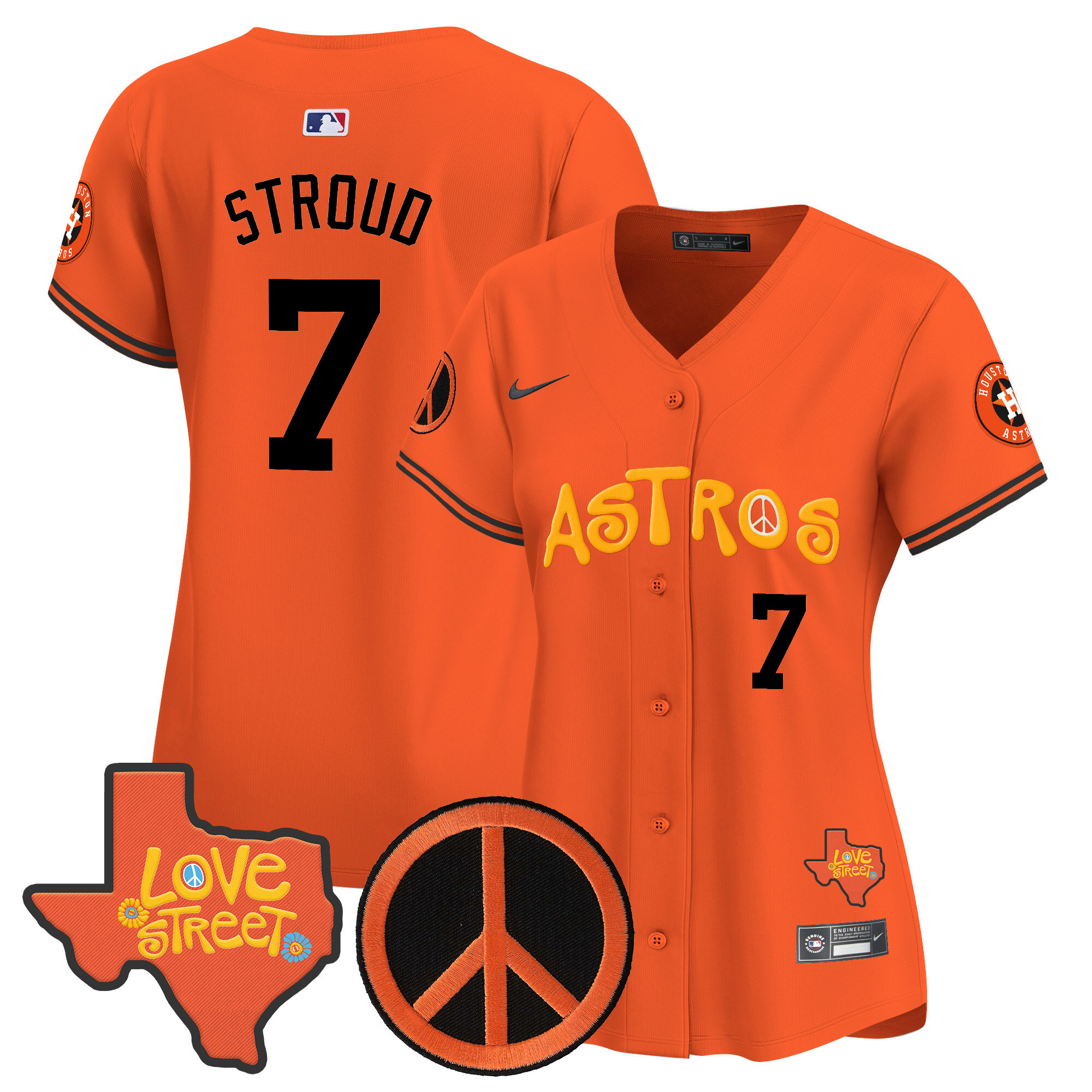 Women's Astros Love Street & Peace Sign Patch Vapor Premier Limited Jersey - All Stitched - Image 12