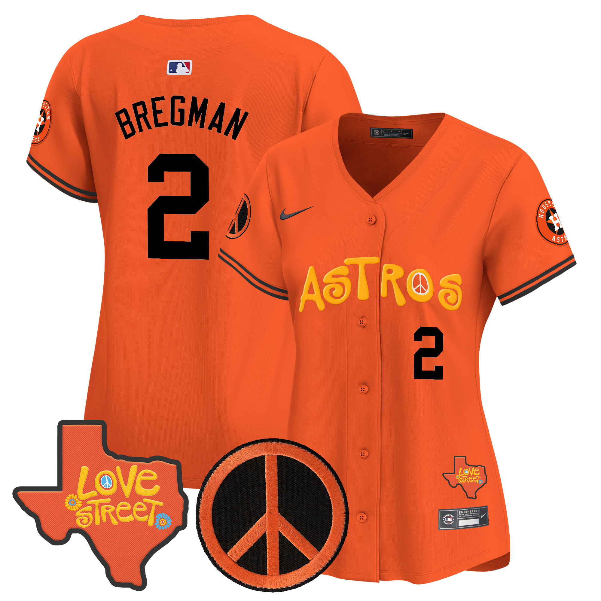 Women's Astros Love Street & Peace Sign Patch Vapor Premier Limited Jersey - All Stitched - Image 13