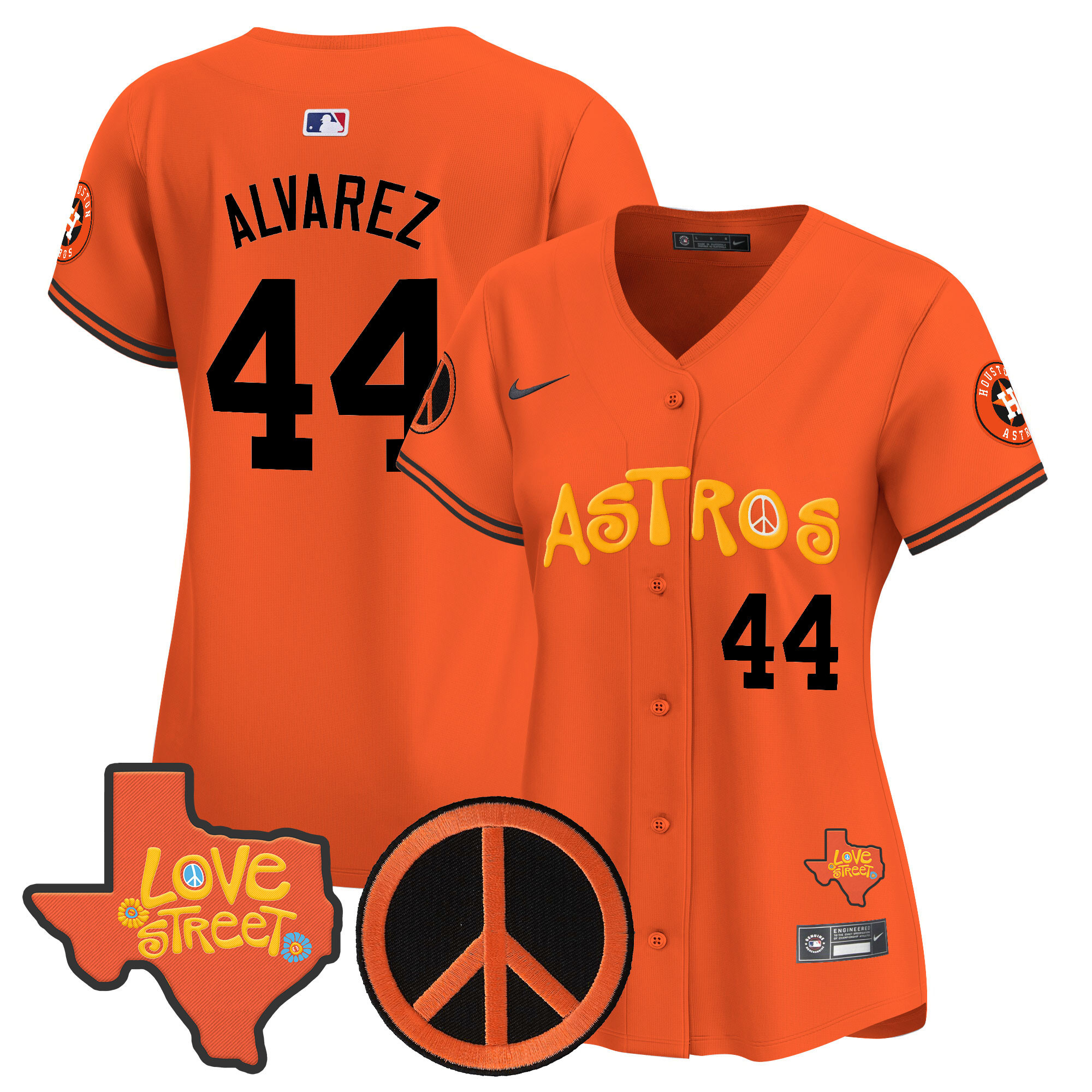 Women's Astros Love Street & Peace Sign Patch Vapor Premier Limited Jersey - All Stitched - Image 15