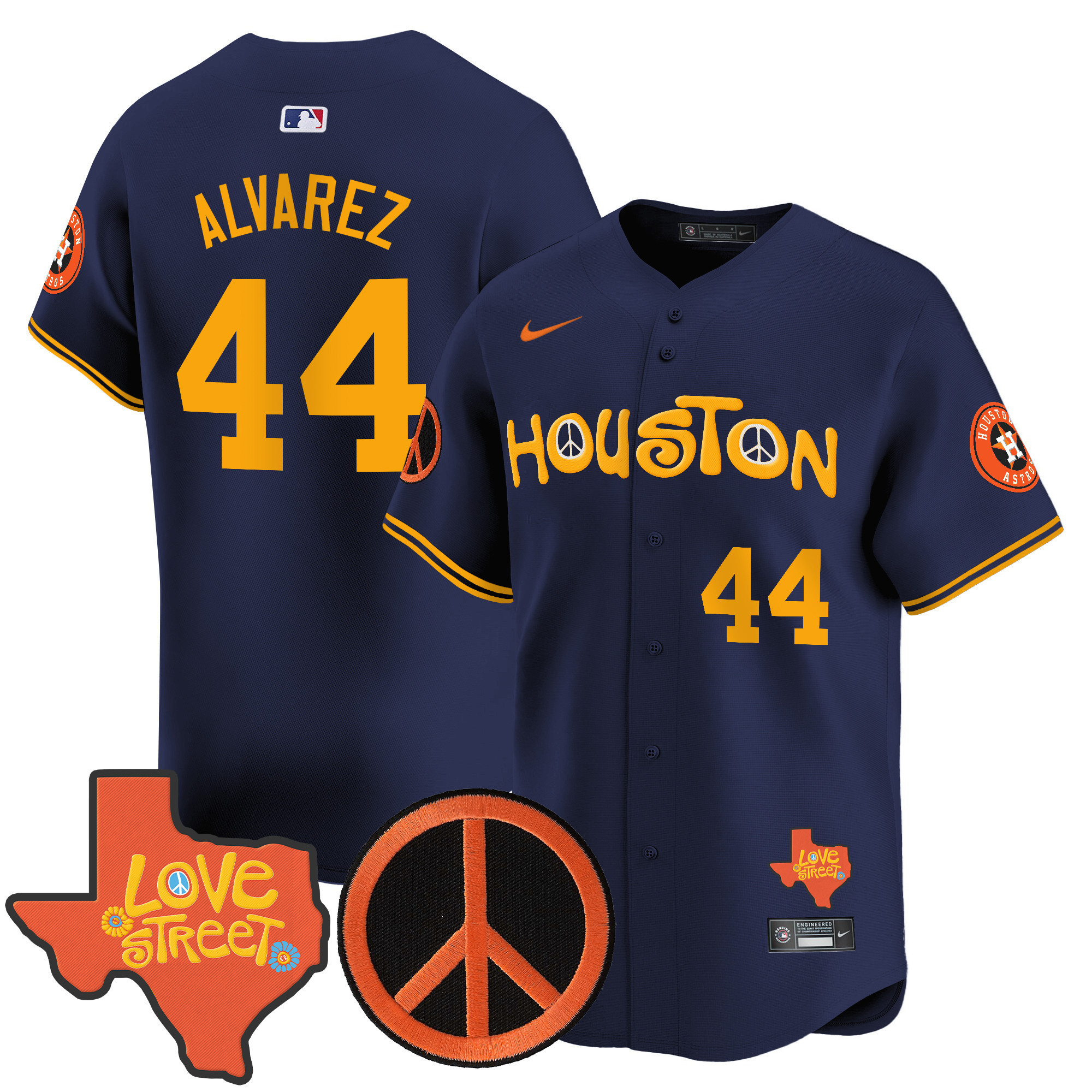 Men's Astros Love Street & Peace Sign Patch Vapor Premier Limited Jersey V2 - All Stitched - Image 41