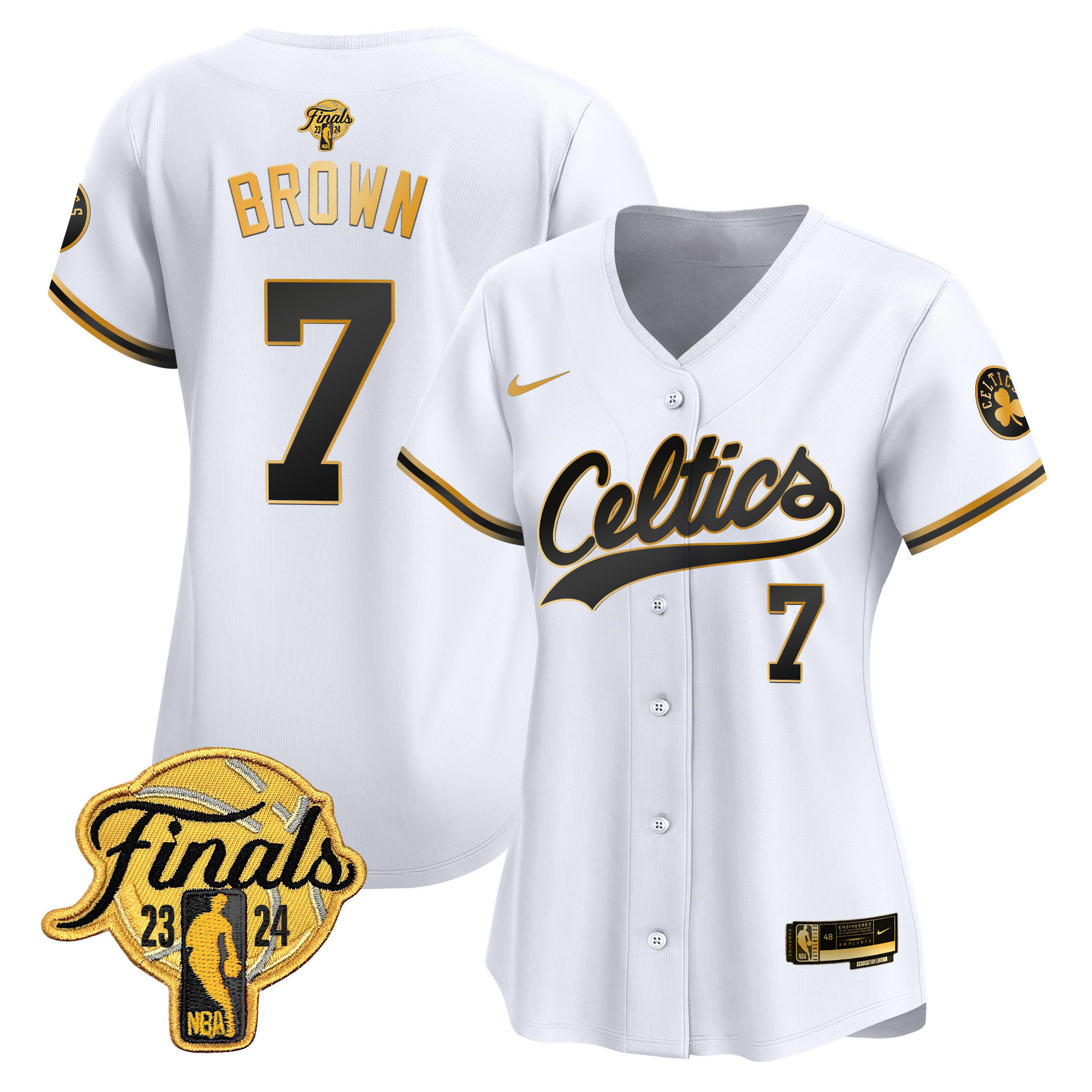 Women's Boston Celtics 2024 Finals Patch Baseball Jersey - All Stitched - Image 3