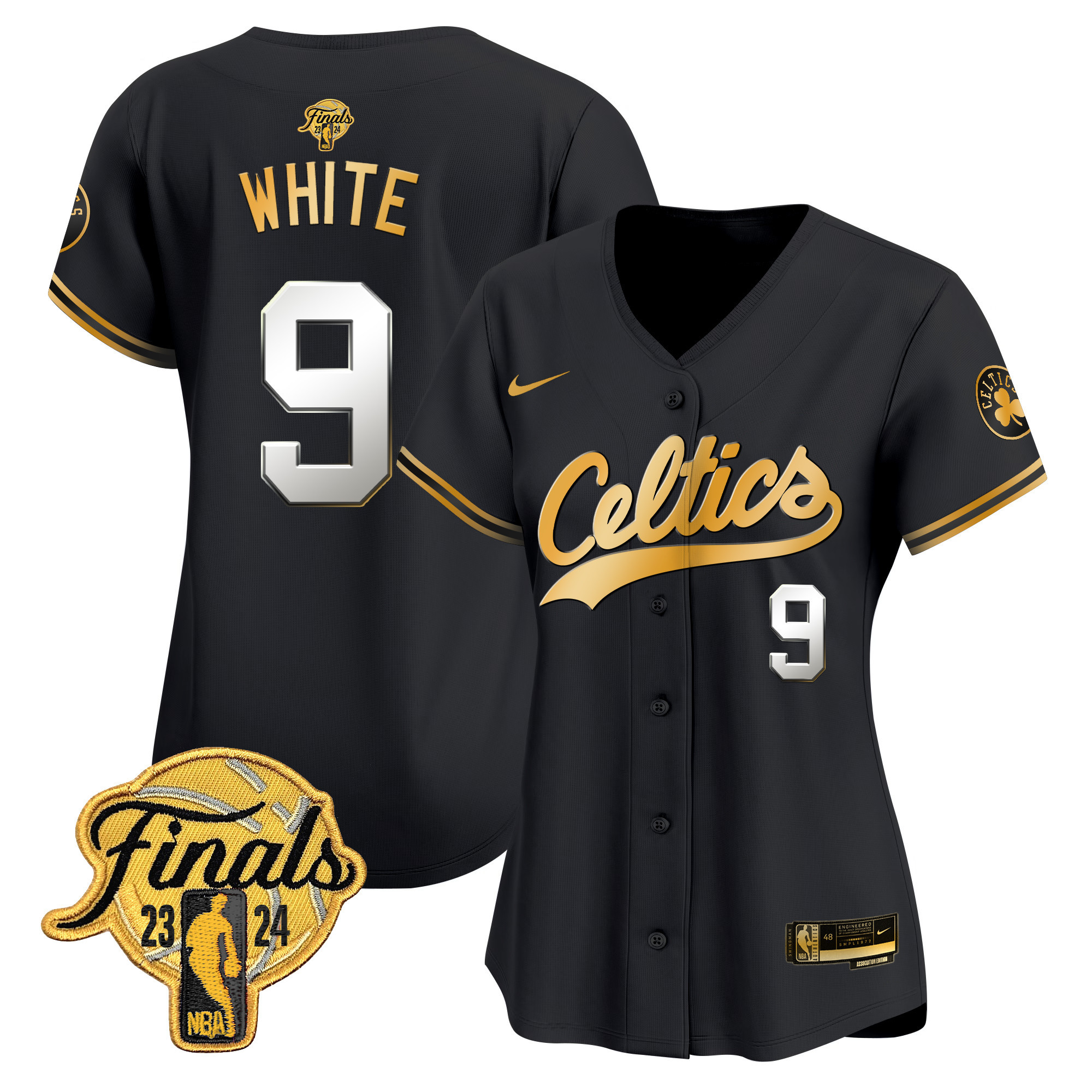 Women's Boston Celtics 2024 Finals Patch Baseball Jersey - All Stitched - Image 9