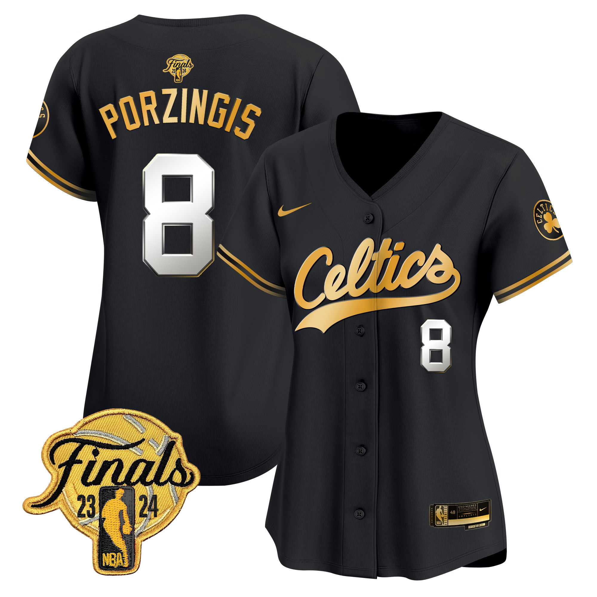 Women's Boston Celtics 2024 Finals Patch Baseball Jersey - All Stitched - Image 11