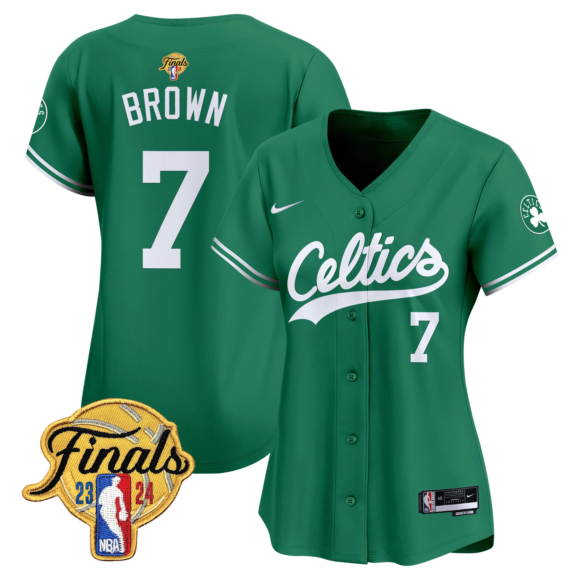 Women's Boston Celtics 2024 Finals Patch Baseball Jersey - All Stitched - Image 24