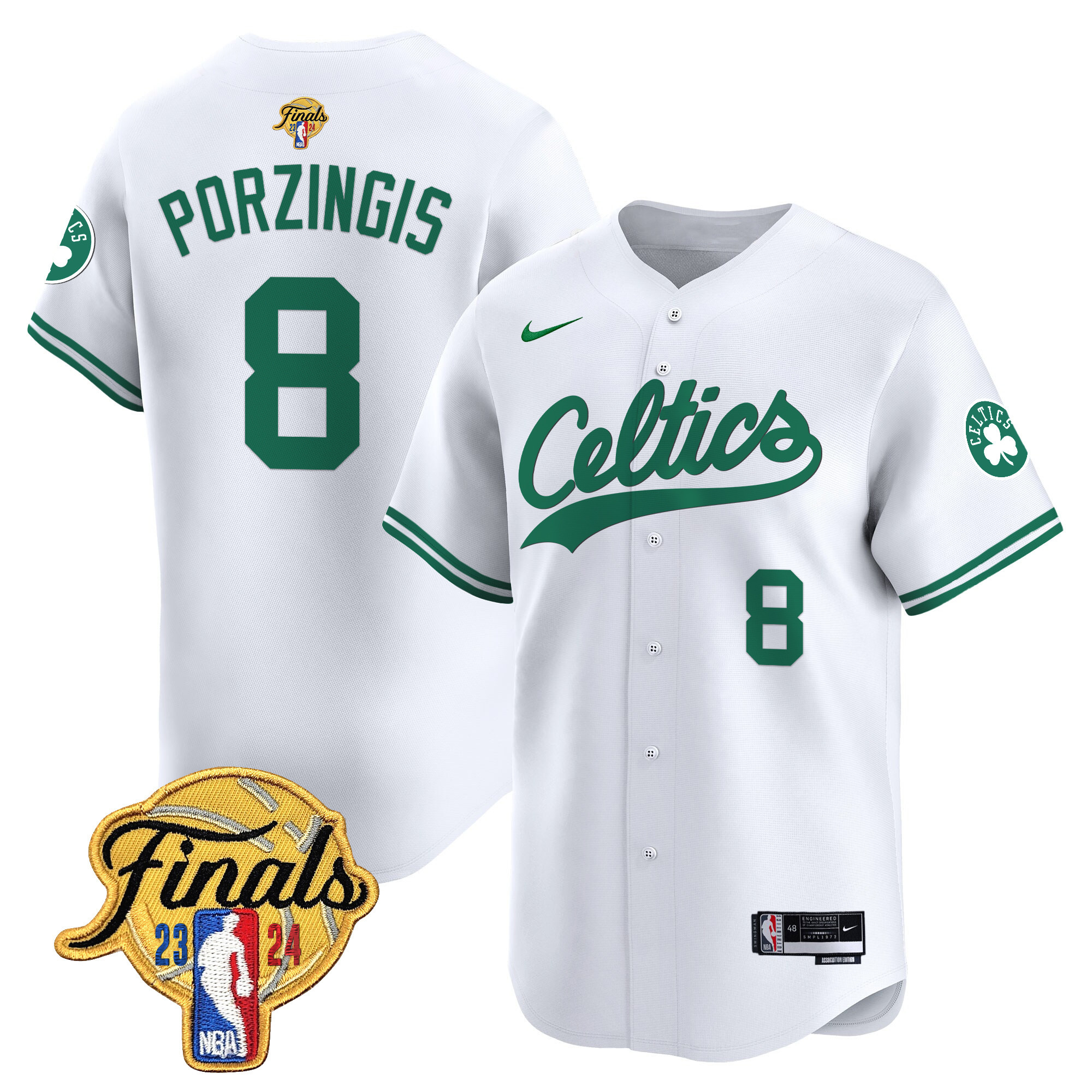 Men's Boston Celtics 2024 Finals Patch Baseball Jersey - All Stitched - Image 32