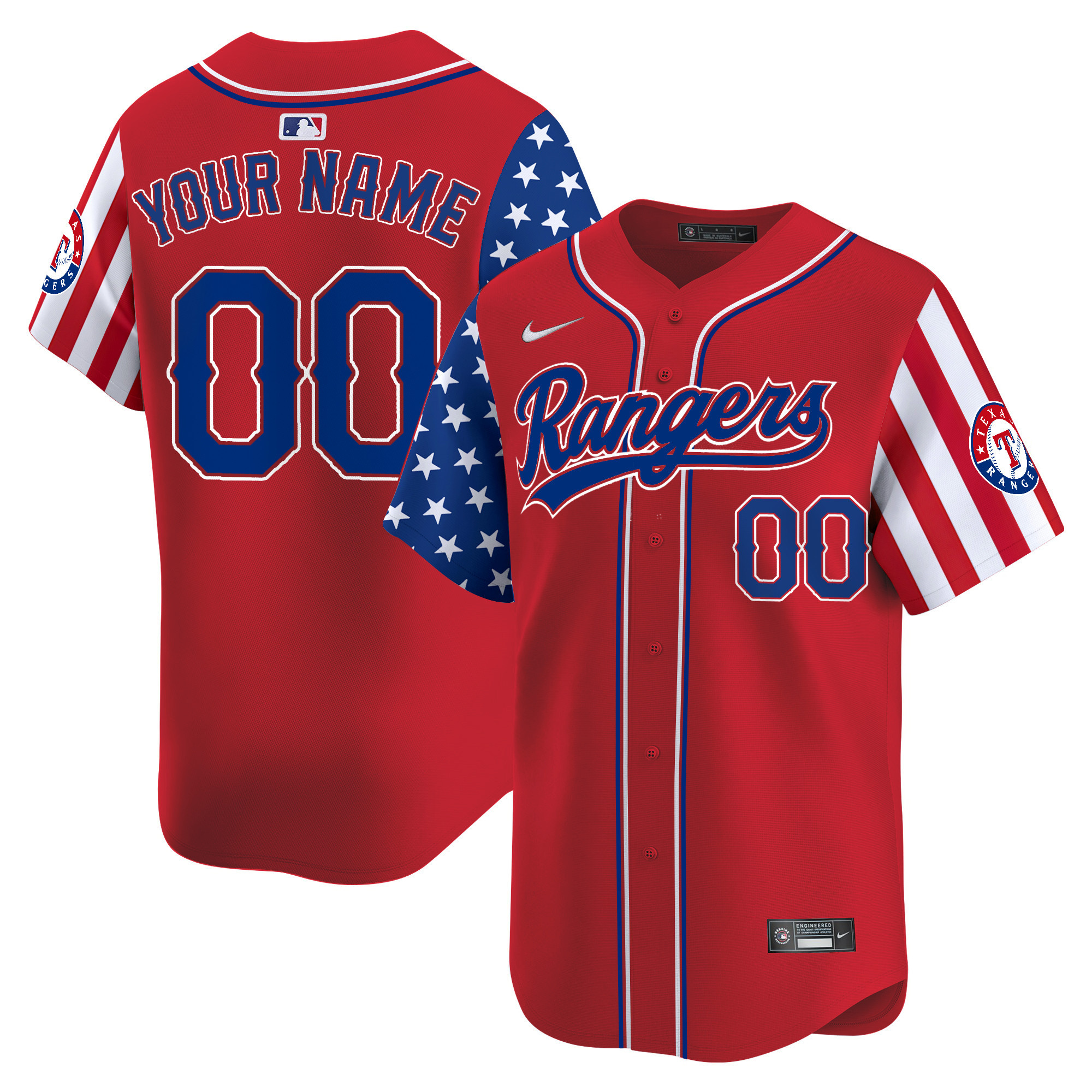 Texas Rangers 2024 Independence Day Vapor Premier Limited Custom Jersey - All Stitched - Image 2