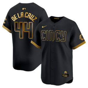 Elly De La Cruz Cincinnati Reds 2023 City Connect Black Gold Jersey - All Stitched