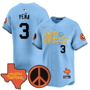 Men's Astros Love Street & Peace Sign Patch Vapor Premier Limited Jersey V3 - All Stitched
