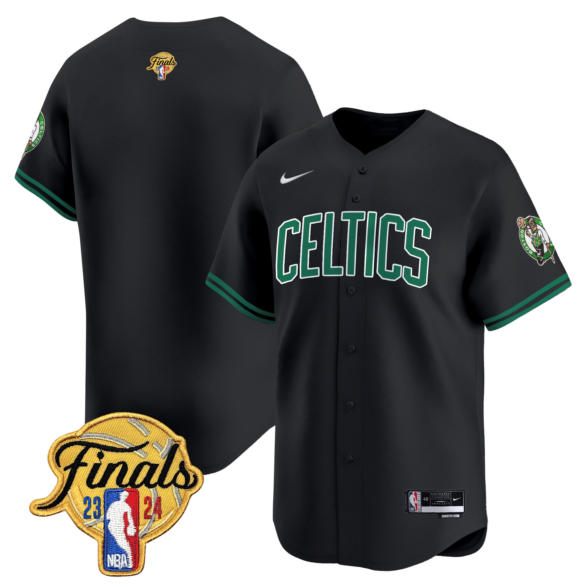 Men's Boston Celtics 2024 Finals Patch Baseball Jersey V3 - All Stitched - Image 7