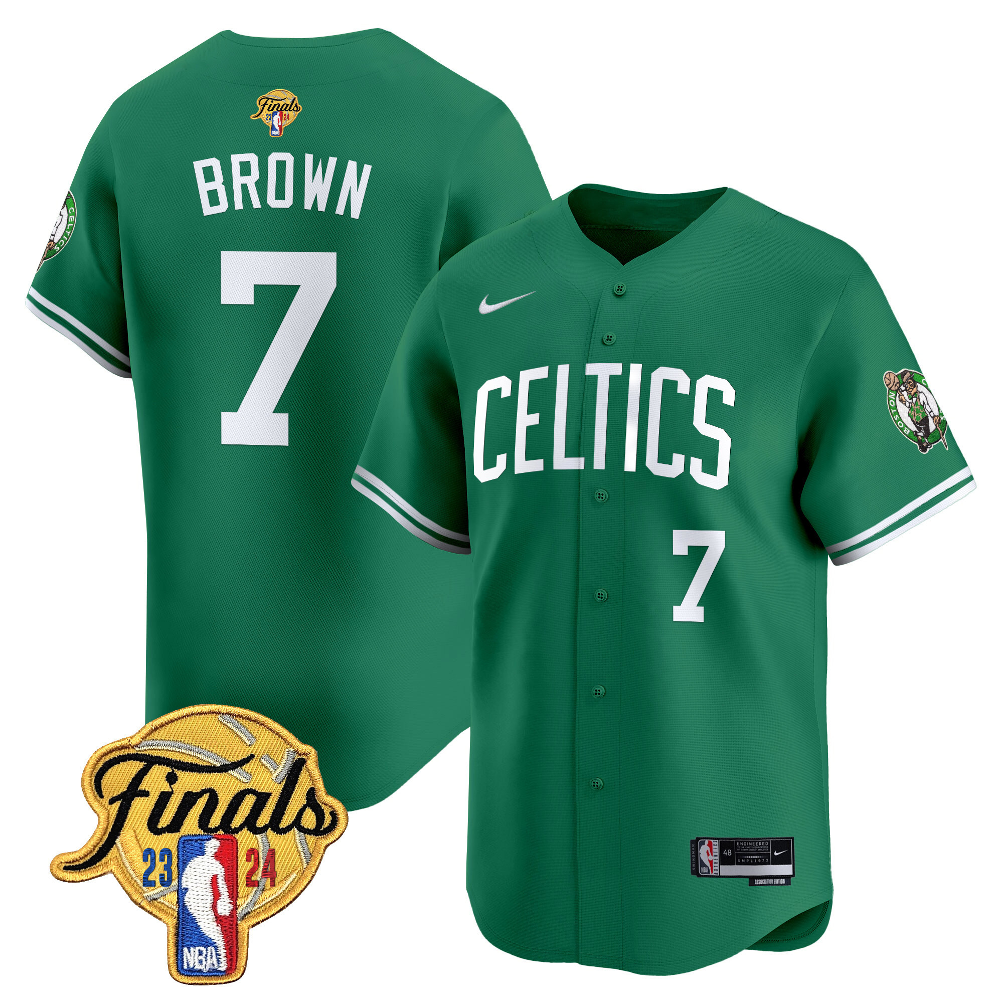 Men's Boston Celtics 2024 Finals Patch Baseball Jersey V3 - All Stitched - Image 10