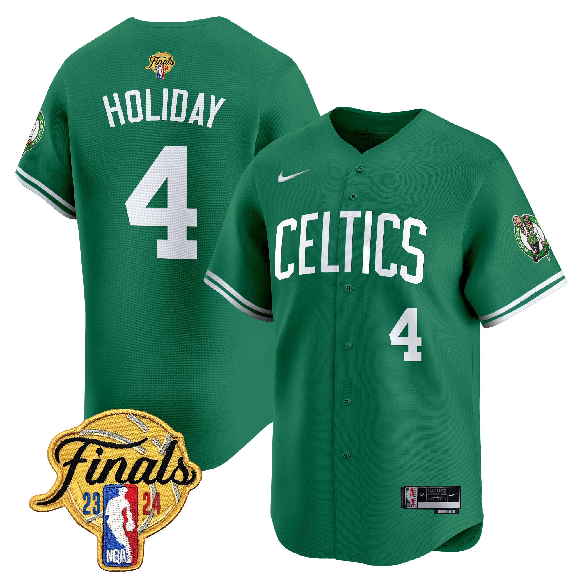 Men's Boston Celtics 2024 Finals Patch Baseball Jersey V3 - All Stitched - Image 12