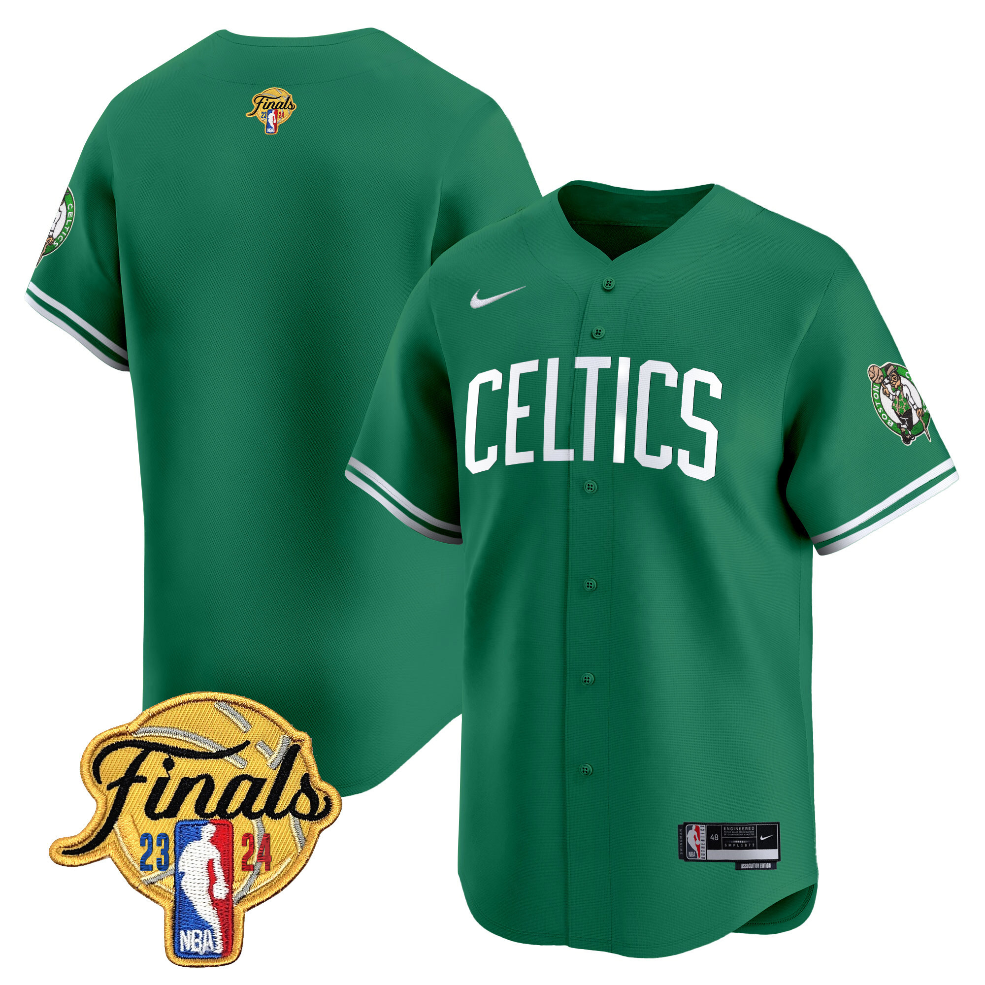 Men's Boston Celtics 2024 Finals Patch Baseball Jersey V3 - All Stitched - Image 14