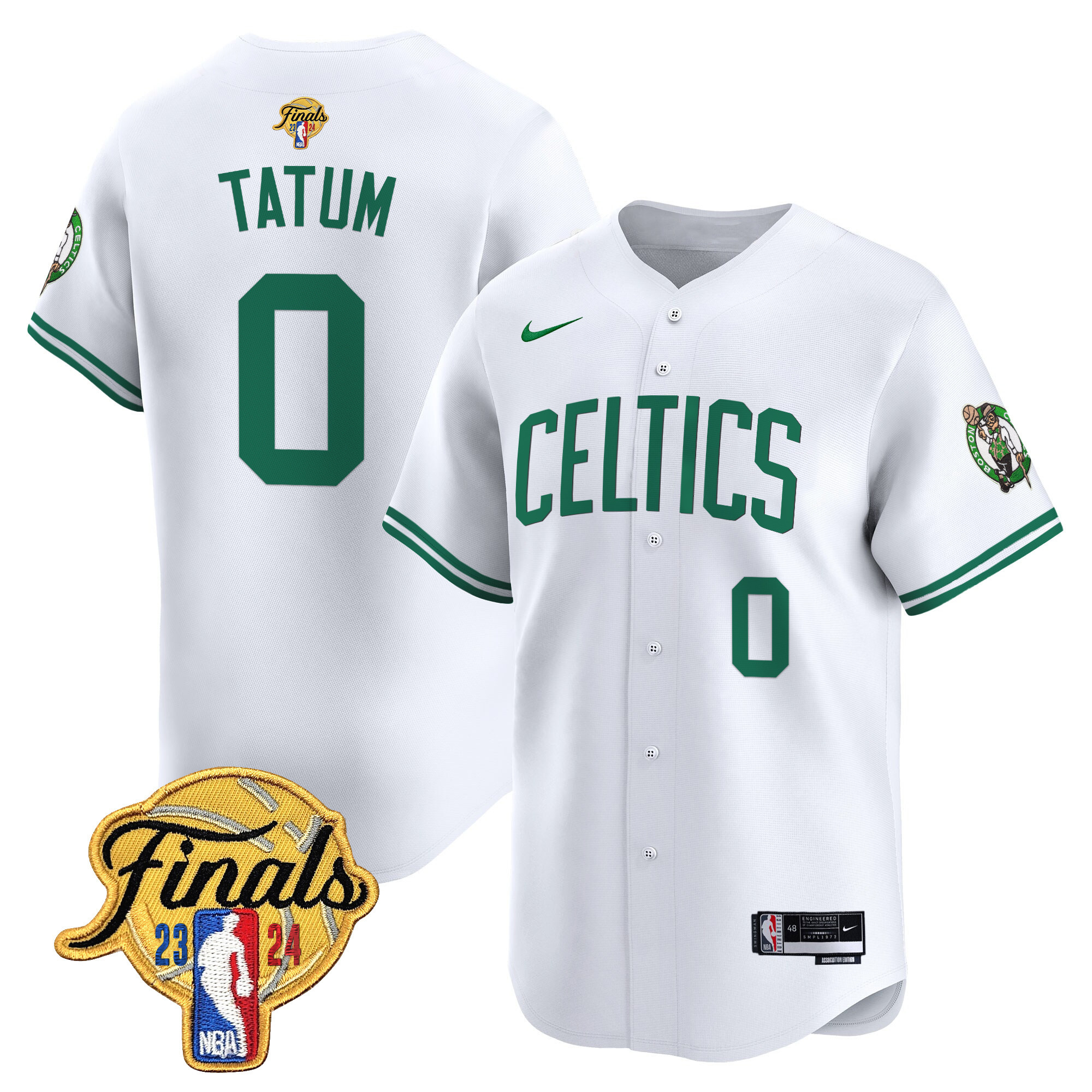 Men's Boston Celtics 2024 Finals Patch Baseball Jersey V3 - All Stitched - Image 15
