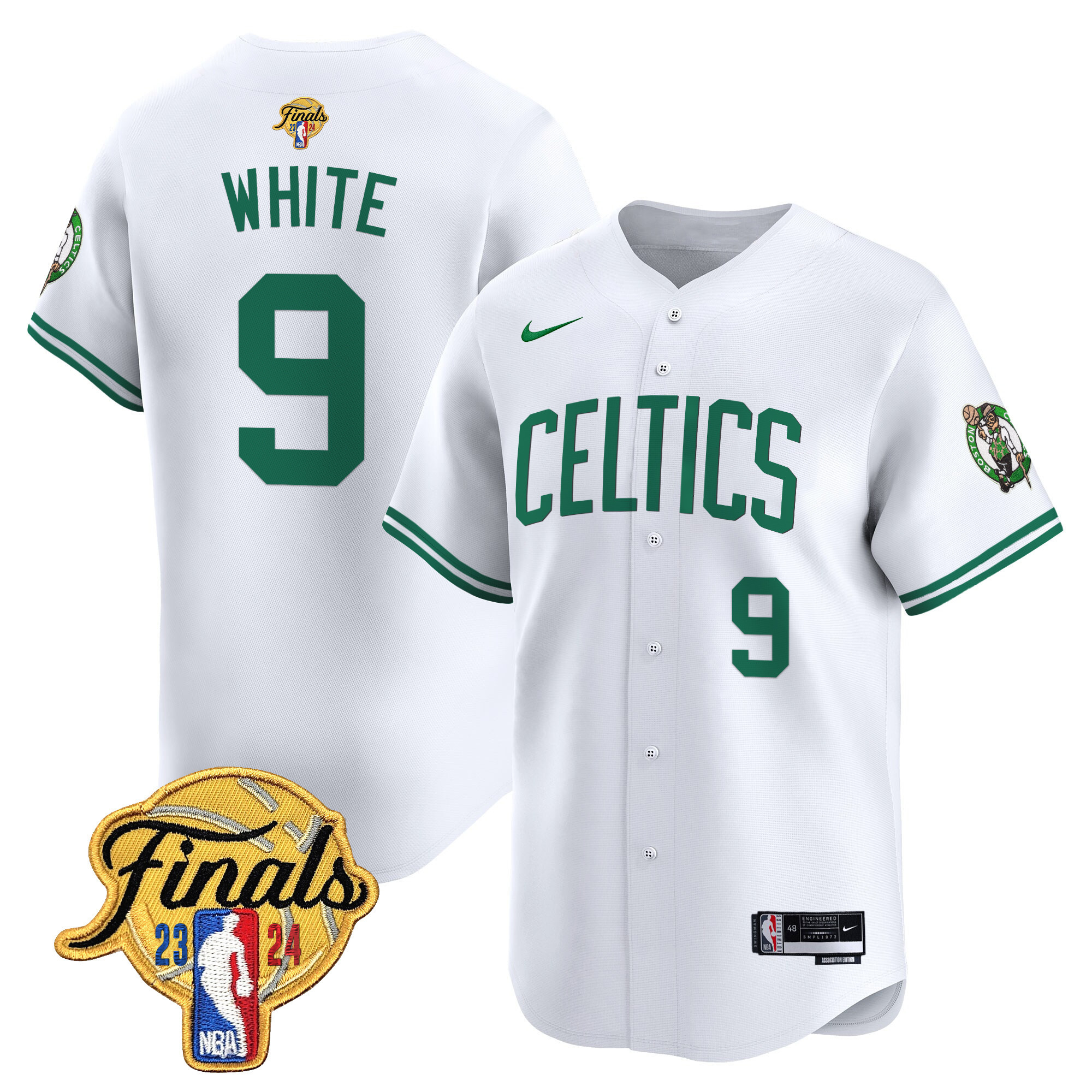 Men's Boston Celtics 2024 Finals Patch Baseball Jersey V3 - All Stitched - Image 16
