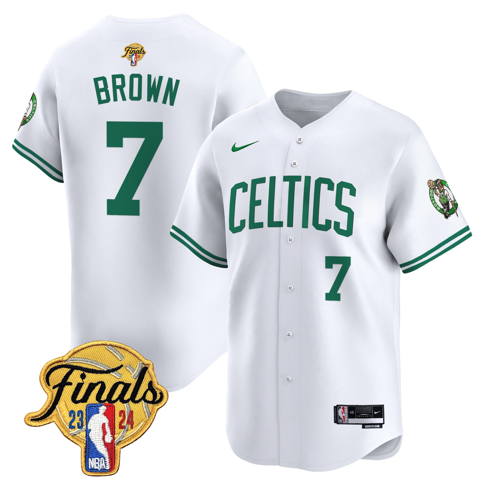 Men's Boston Celtics 2024 Finals Patch Baseball Jersey V3 - All Stitched - Image 17