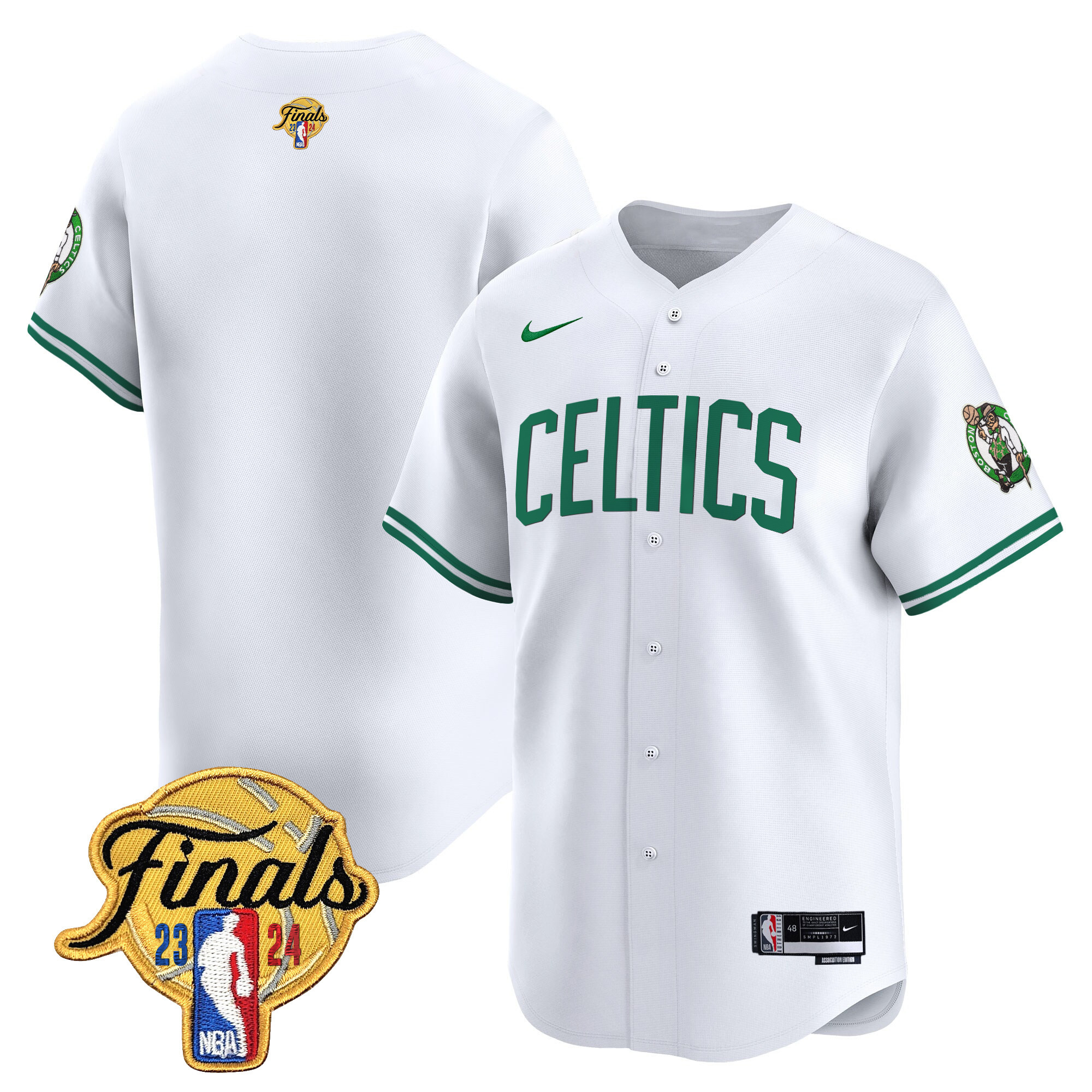 Men's Boston Celtics 2024 Finals Patch Baseball Jersey V3 - All Stitched - Image 21