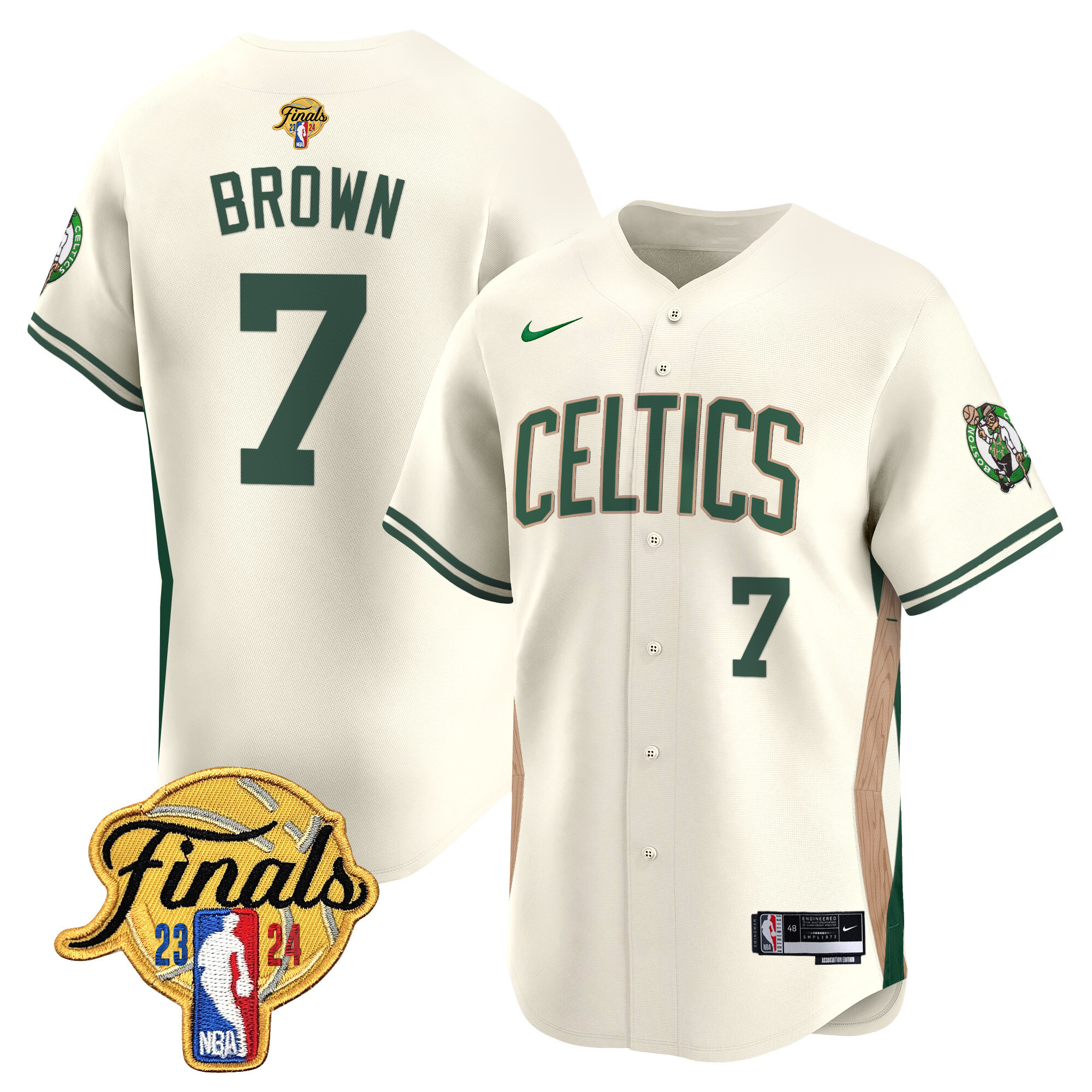 Men's Boston Celtics 2024 Finals Patch Baseball Jersey V3 - All Stitched - Image 24