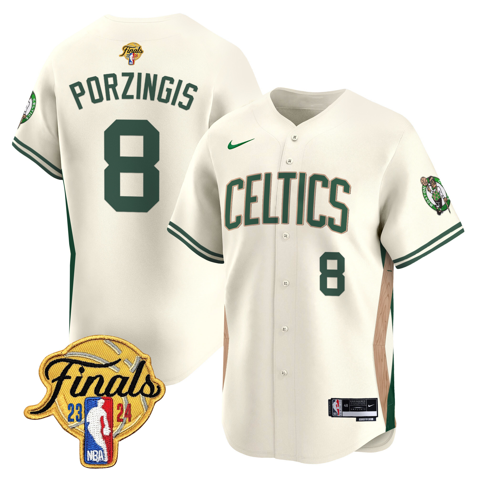 Men's Boston Celtics 2024 Finals Patch Baseball Jersey V3 - All Stitched - Image 25