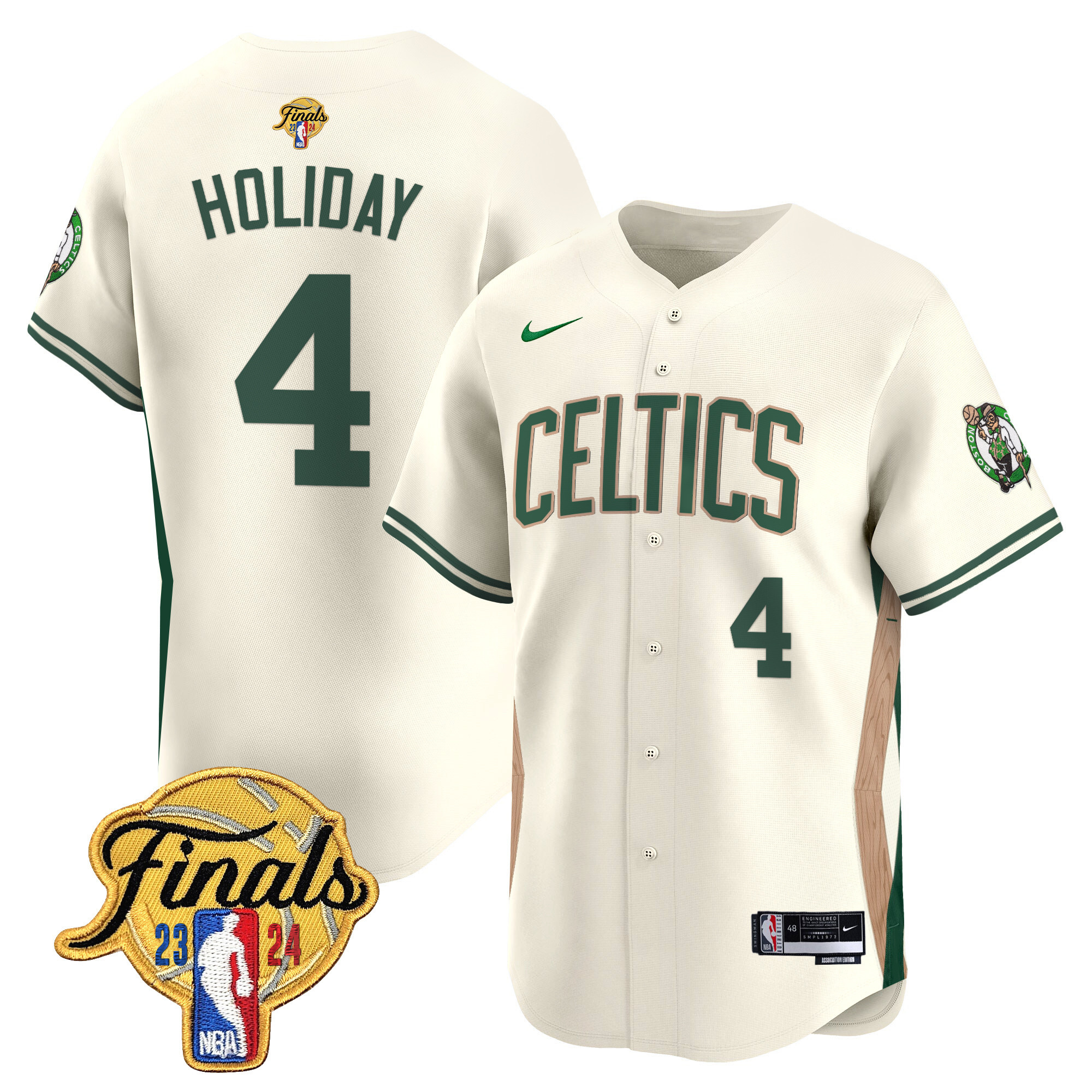 Men's Boston Celtics 2024 Finals Patch Baseball Jersey V3 - All Stitched - Image 26